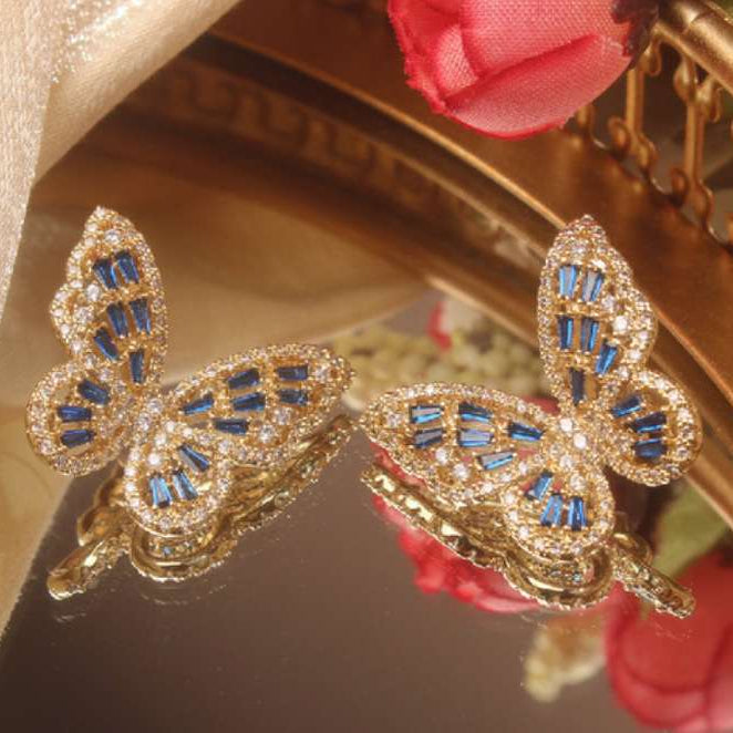 Zircon Butterfly Stud Earrings E3607