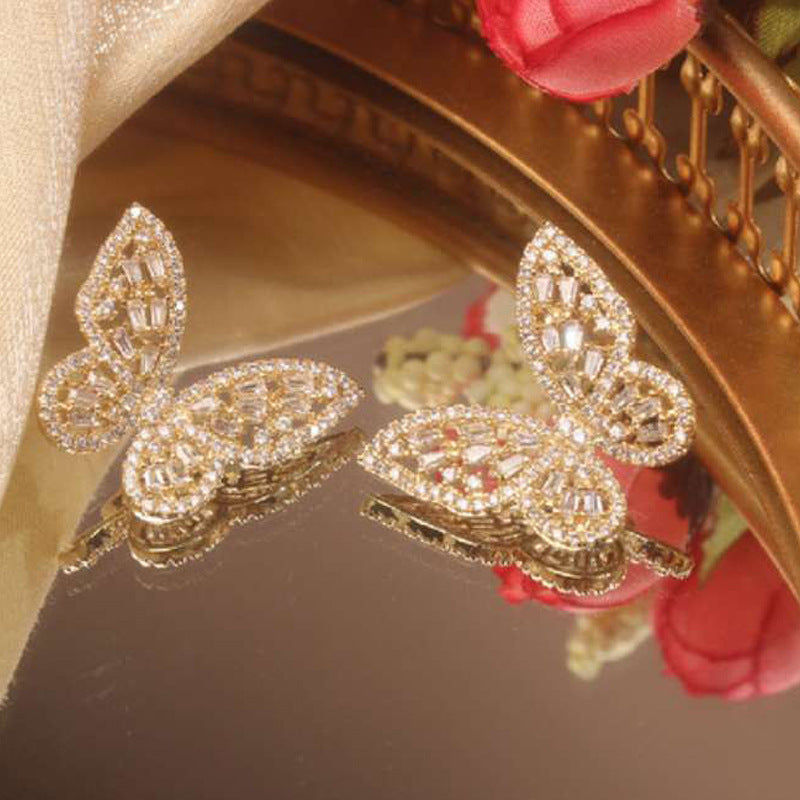 Zircon Butterfly Stud Earrings E3607