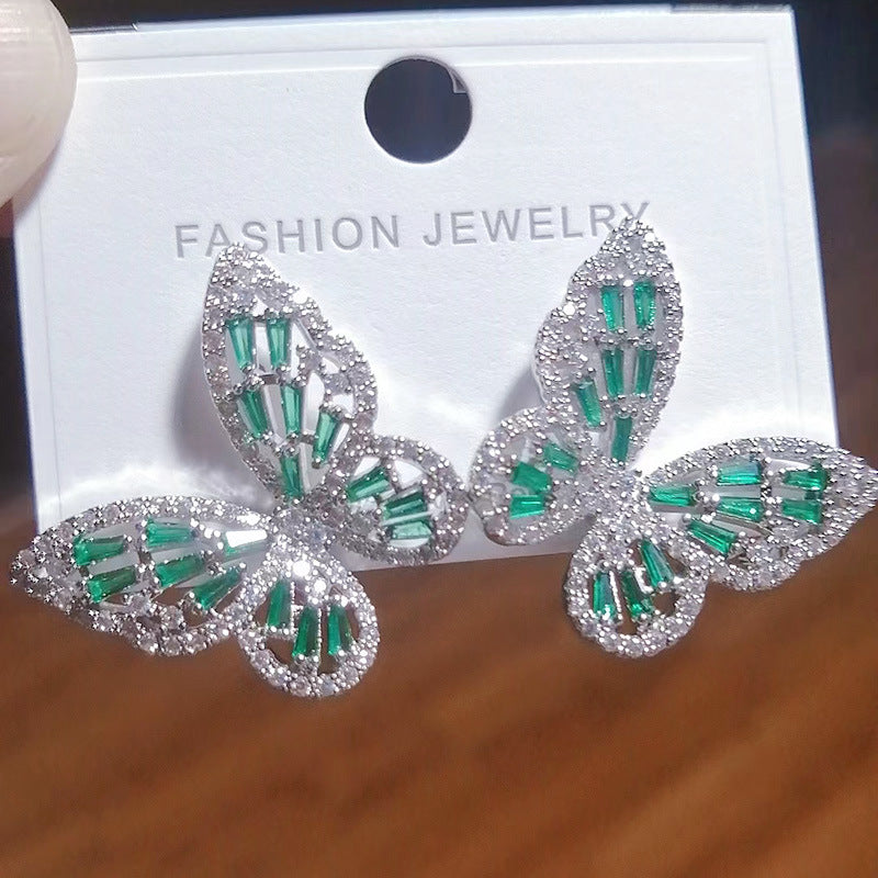 Zircon Butterfly Stud Earrings E3607