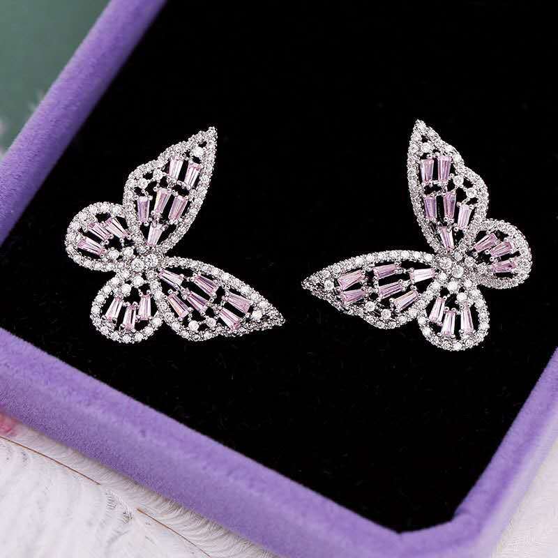 Zircon Butterfly Stud Earrings E3607