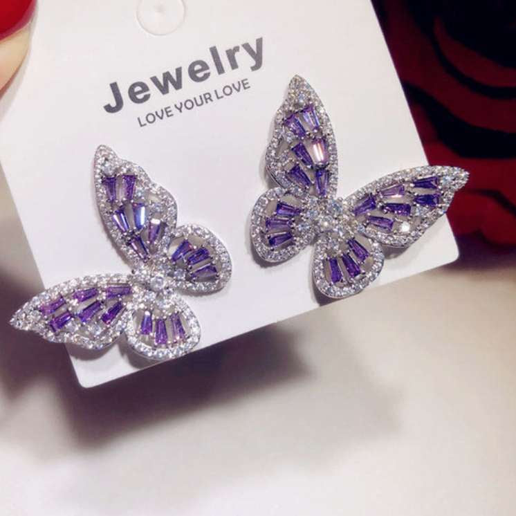 Zircon Butterfly Stud Earrings E3607