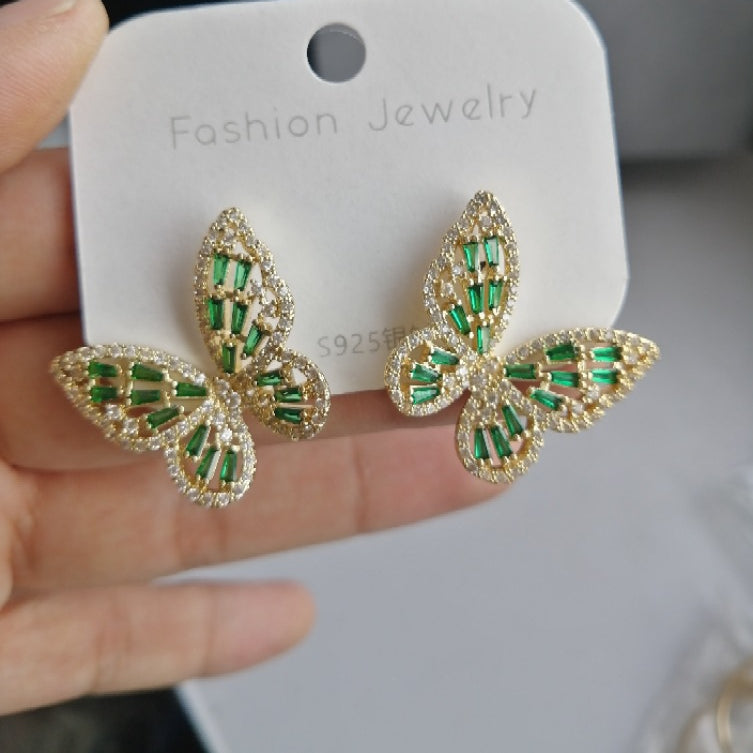 Zircon Butterfly Stud Earrings E3607