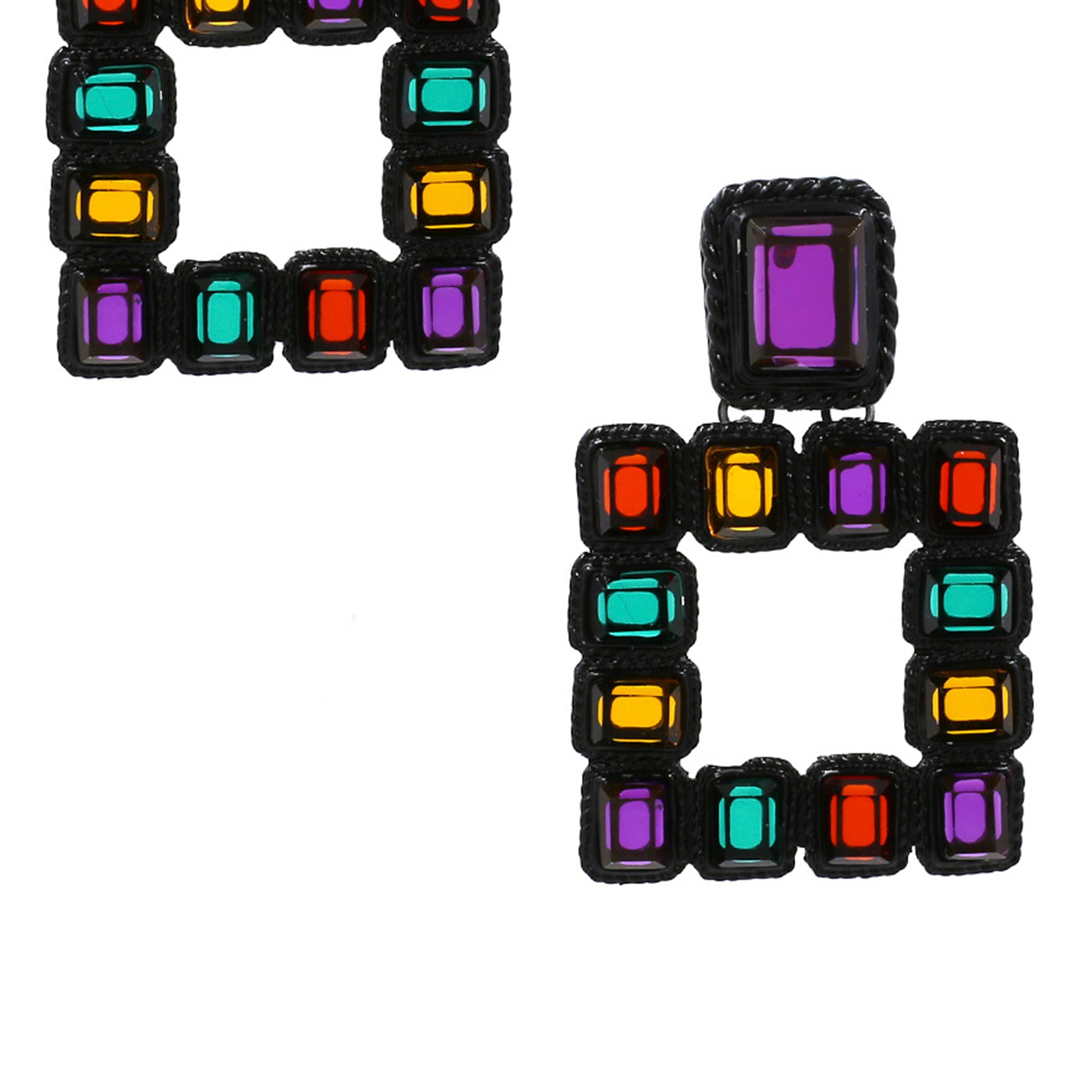 Hollow Square Crystal Earrings E3630