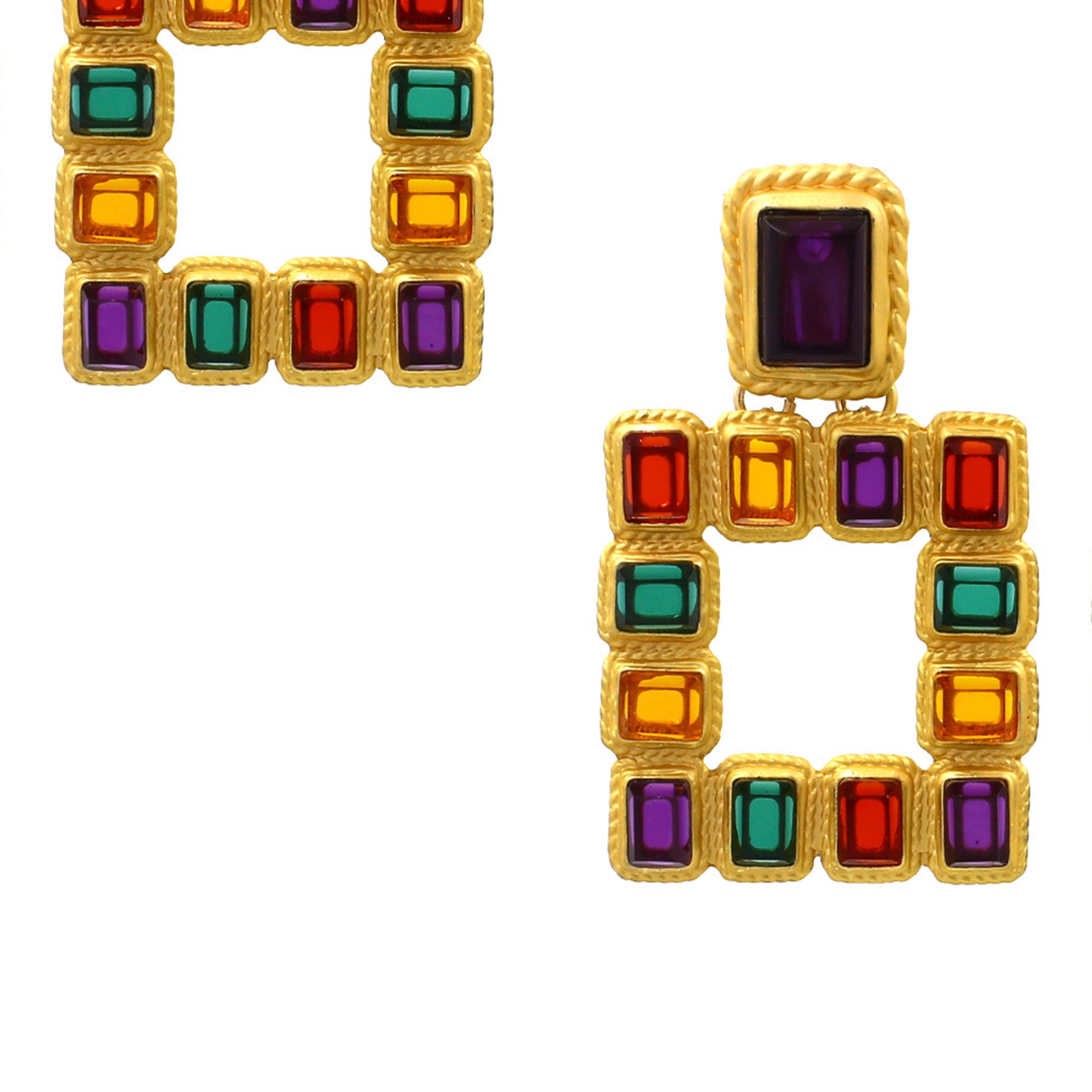 Hollow Square Crystal Earrings E3630