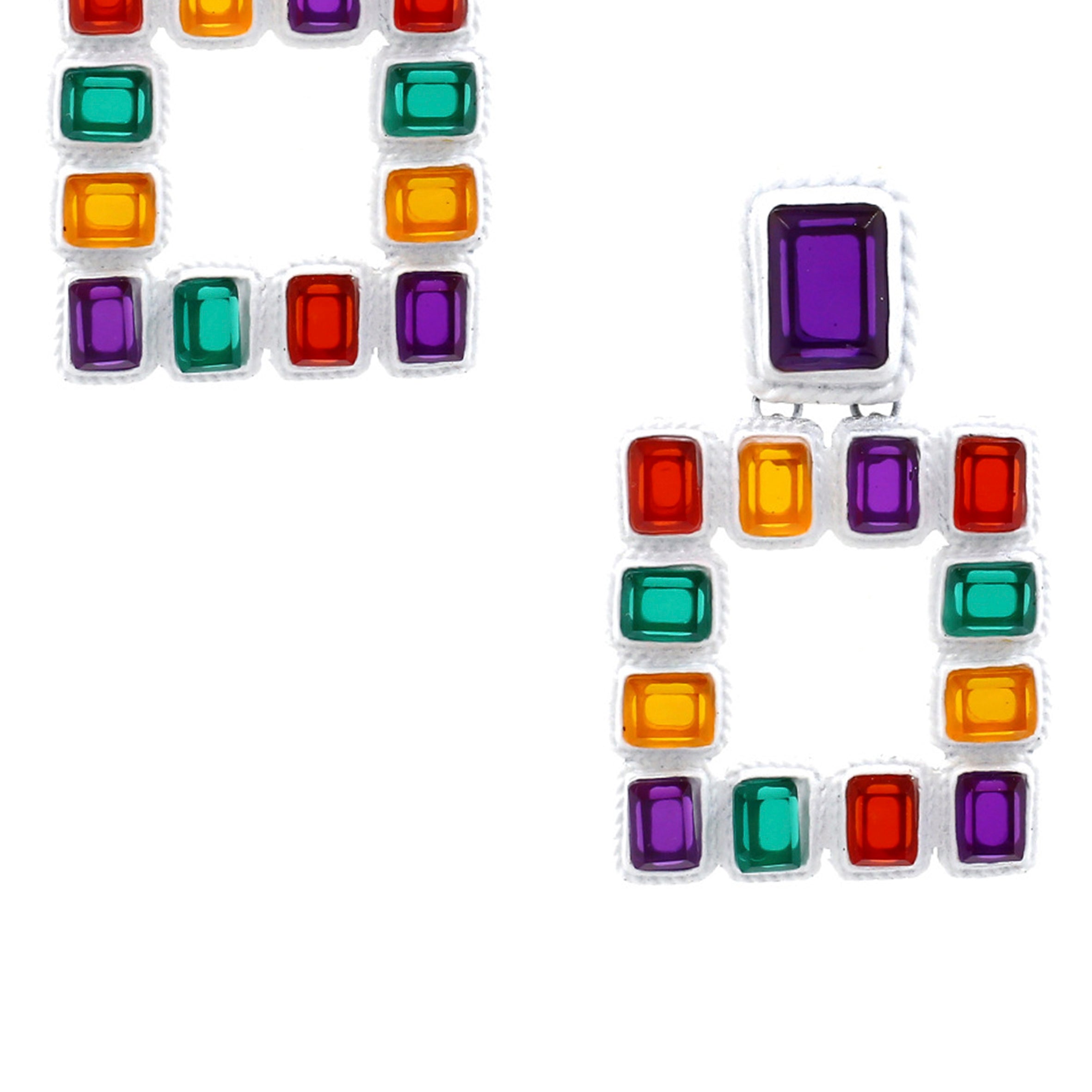 Hollow Square Crystal Earrings E3630