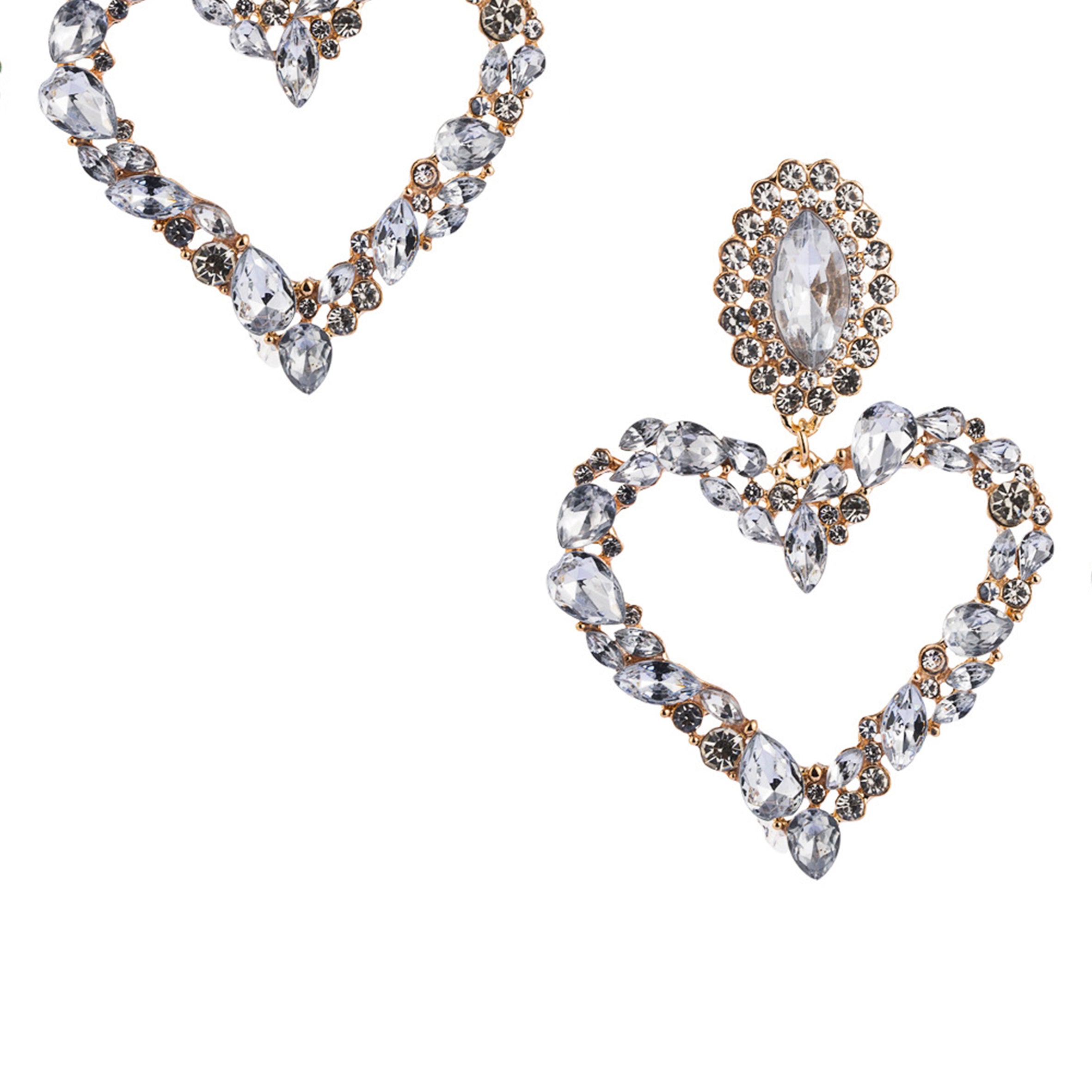 Pendientes de corazón con diamantes de imitación E3816