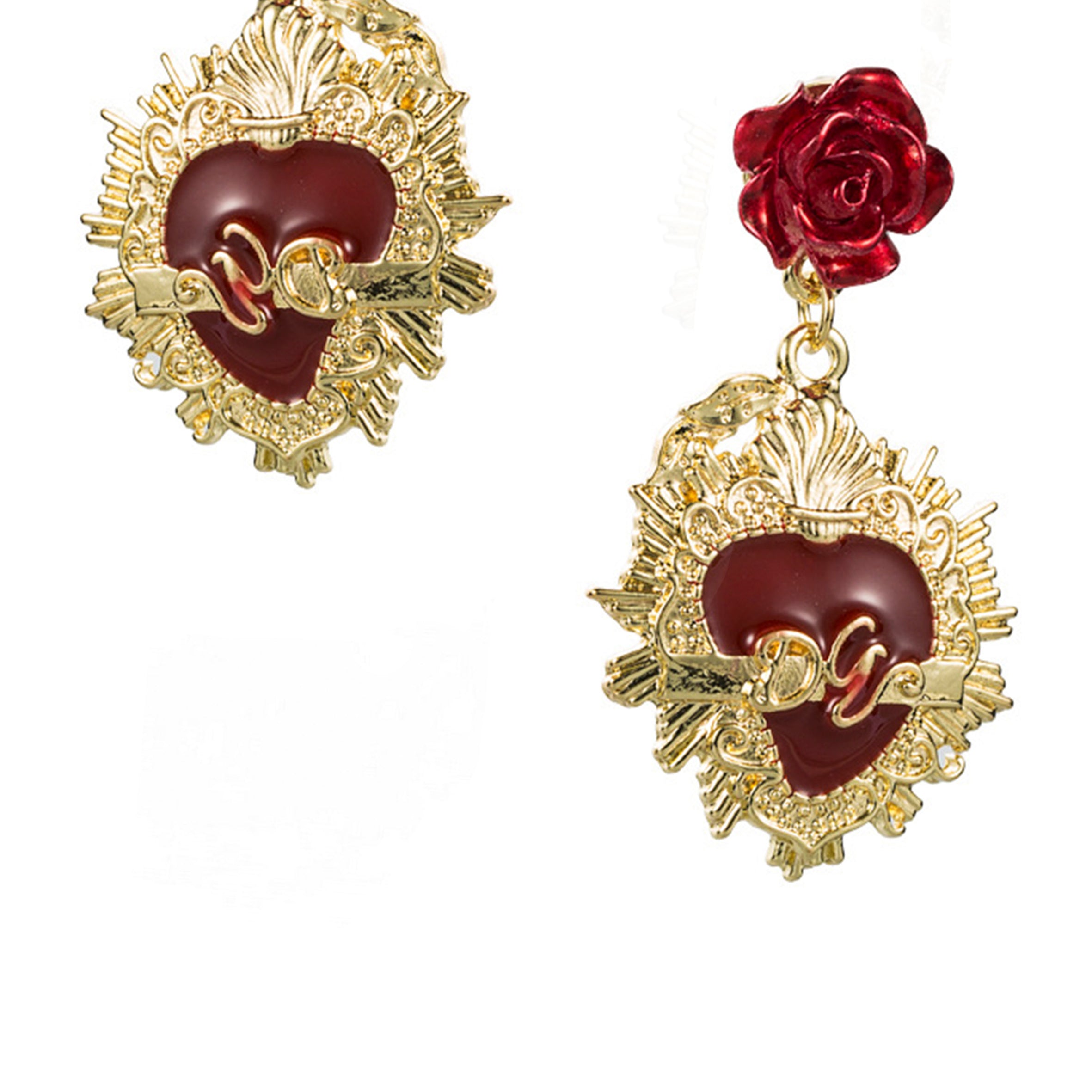 Pendientes estilo barroco con rosas E3914