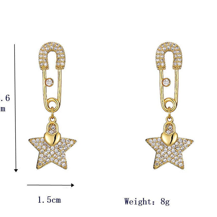 Star Paperclip Rhinestone Earrings E3976