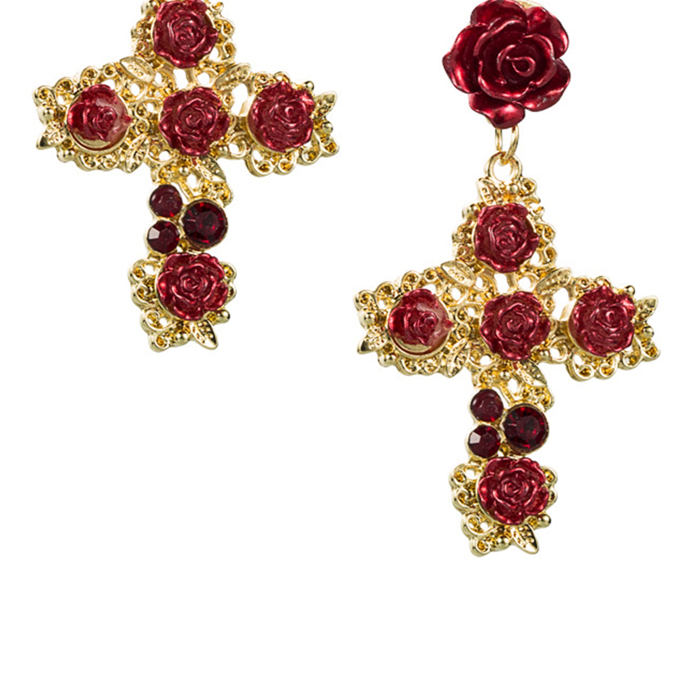 Rose Cross Alloy Earrings E3998