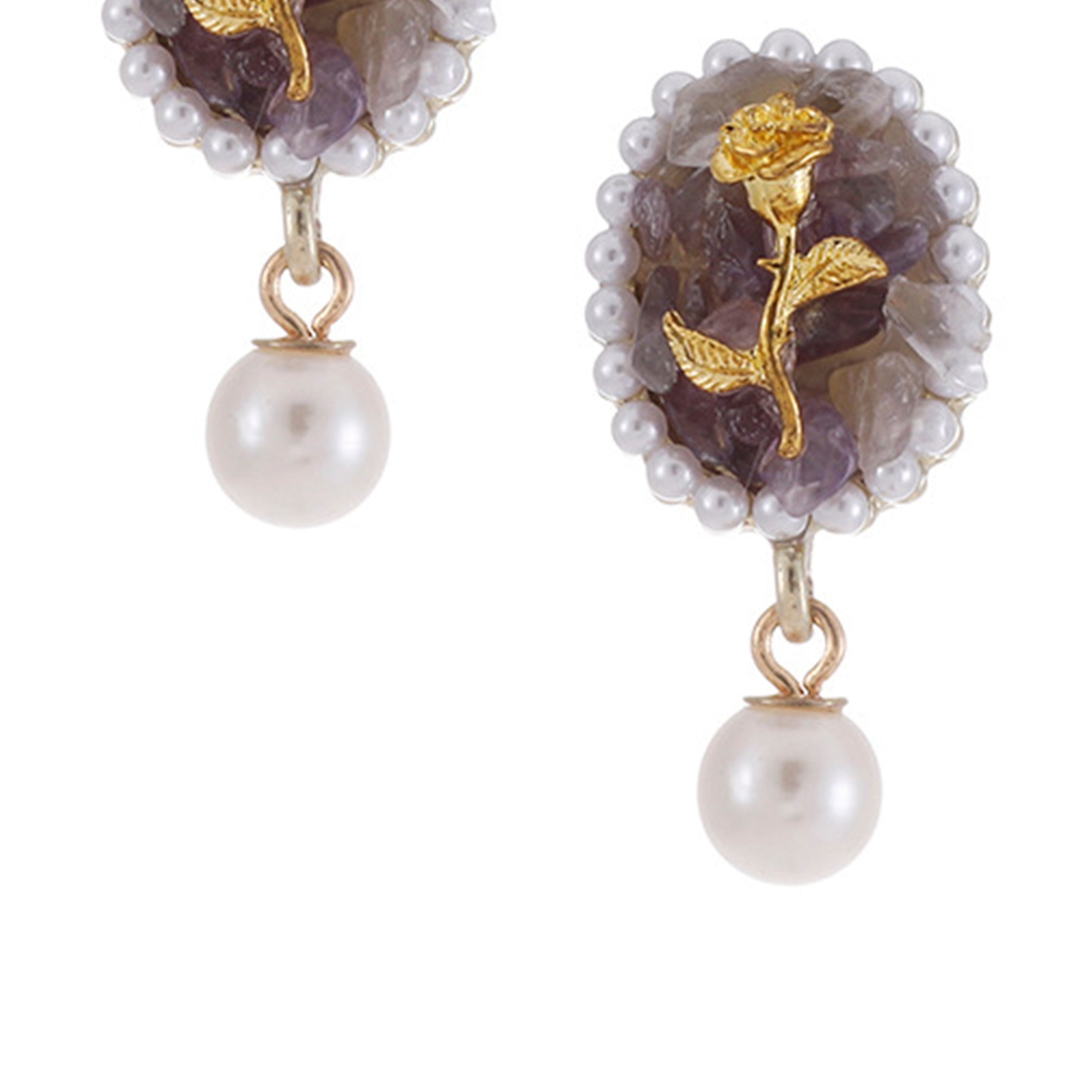 Stone Rose Pearl Earrings E4038