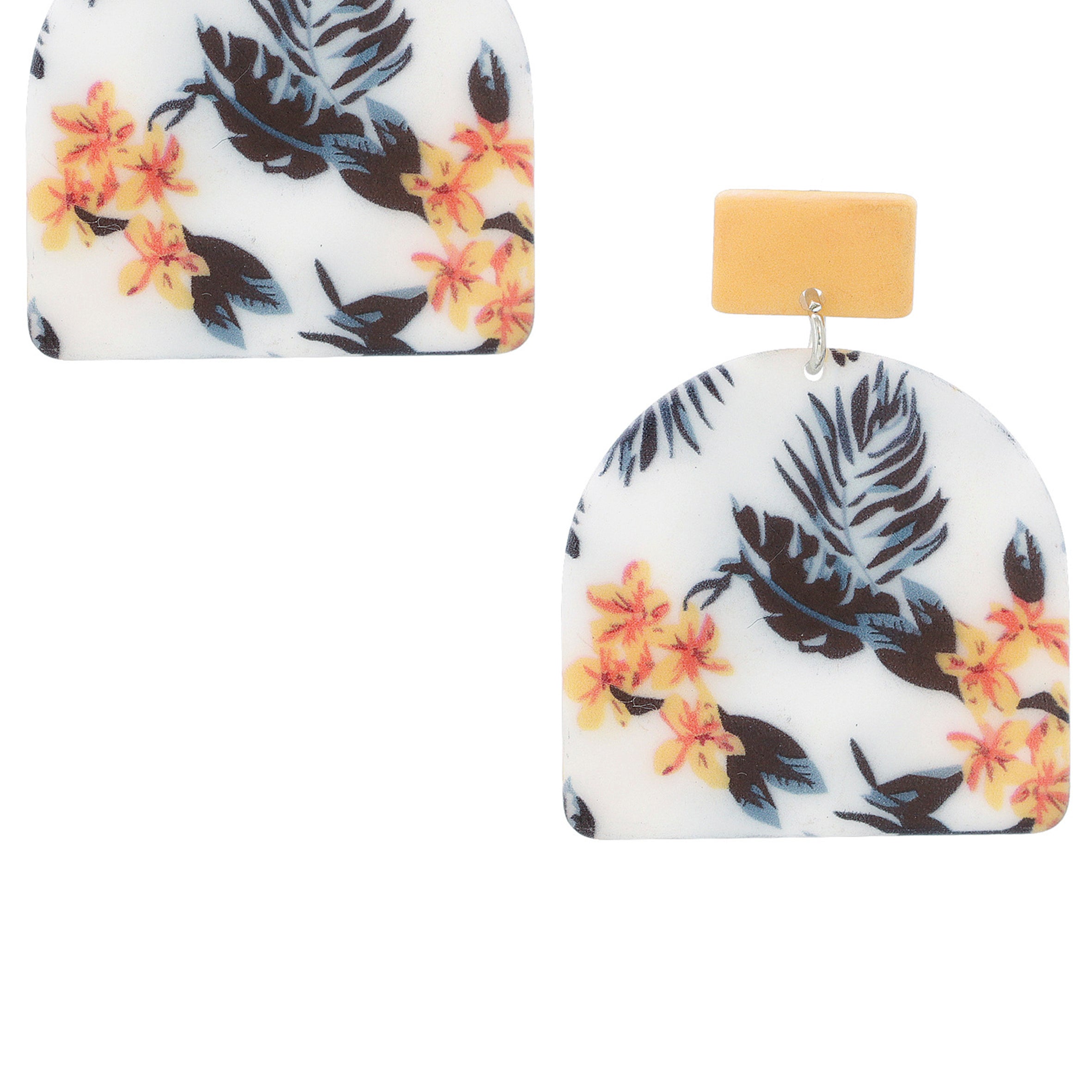 Pendientes acrílicos con geometría floral E4322