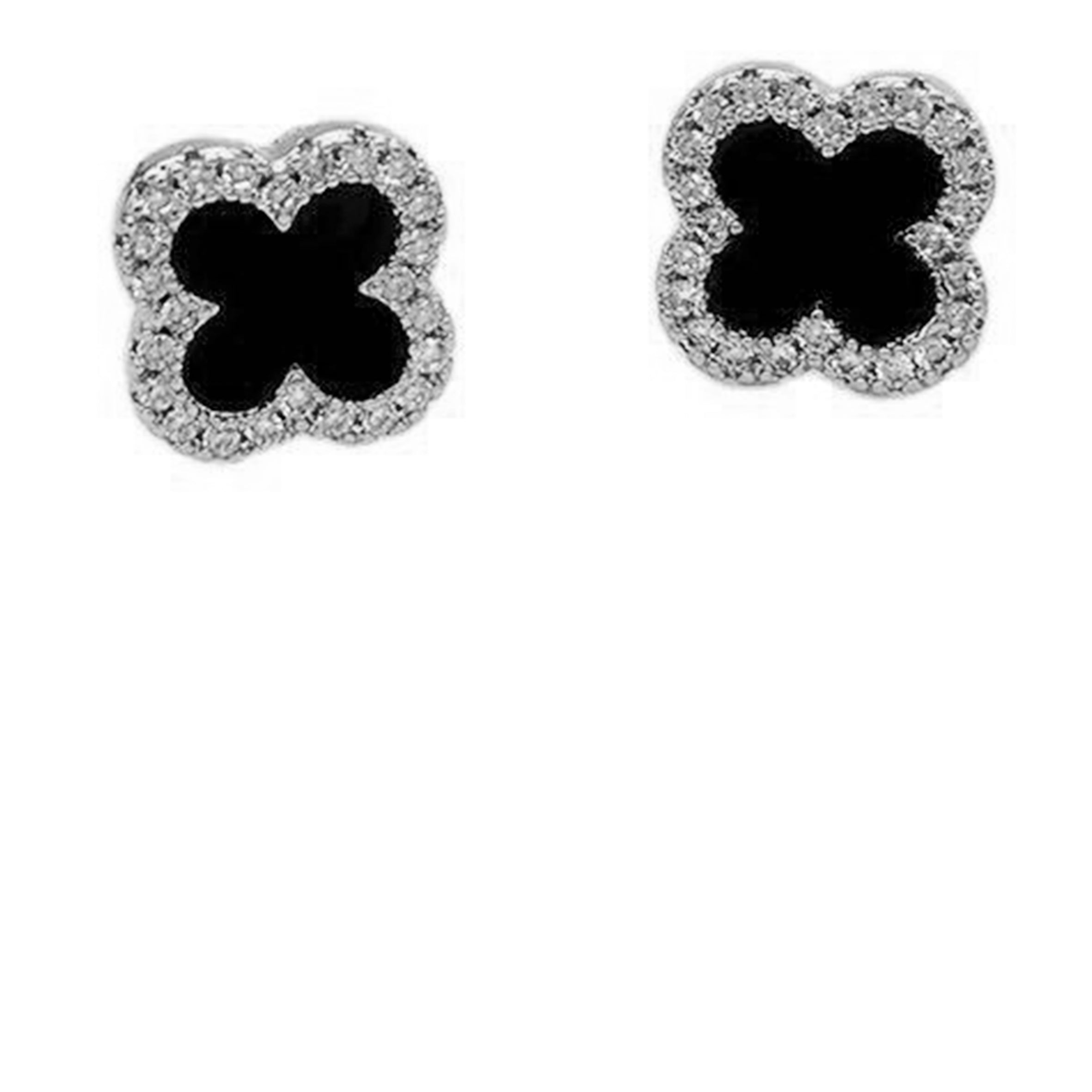 Clover Zircon Stud Earrings E4409-S