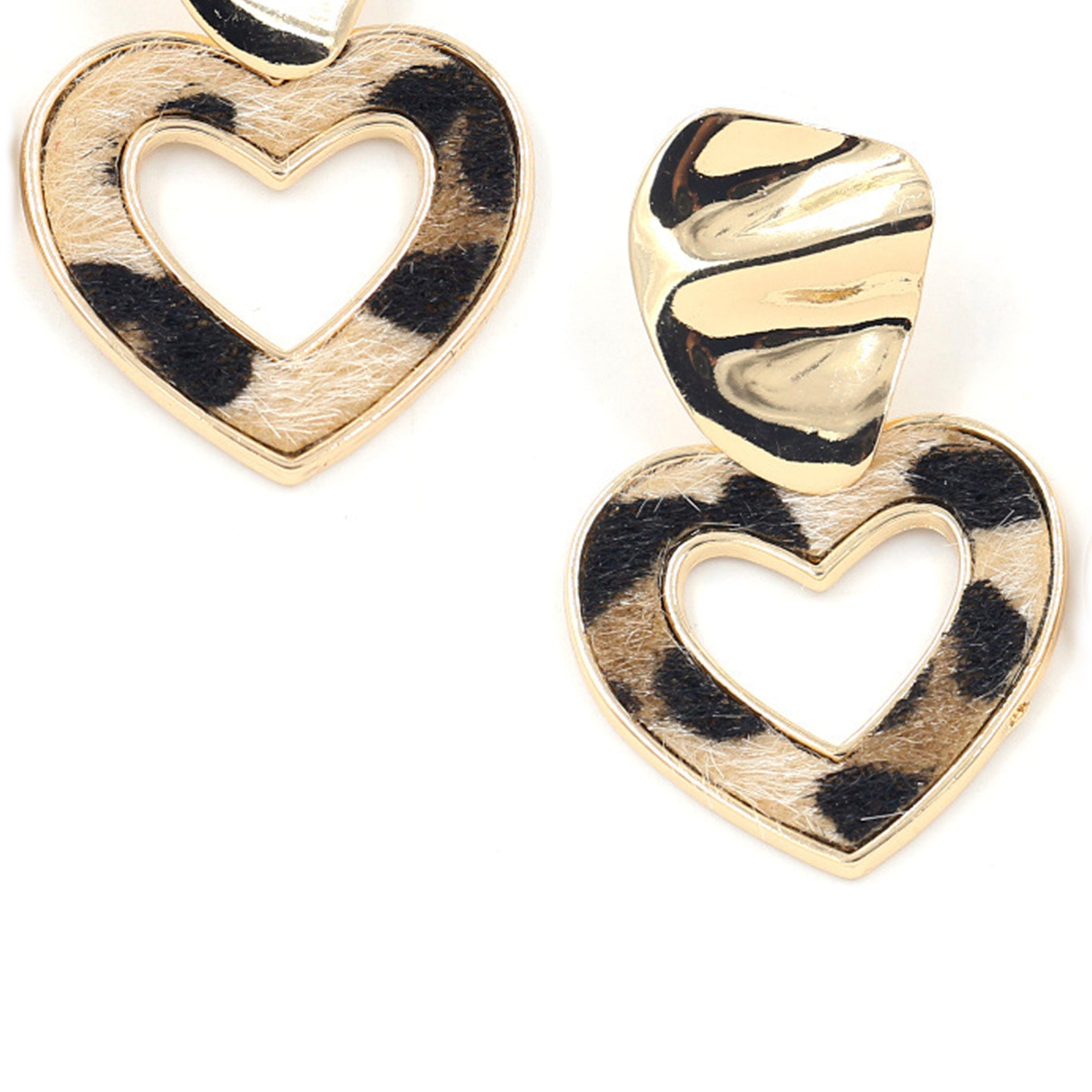 Pendientes de cuero con estampado de animales en forma de corazón E4491