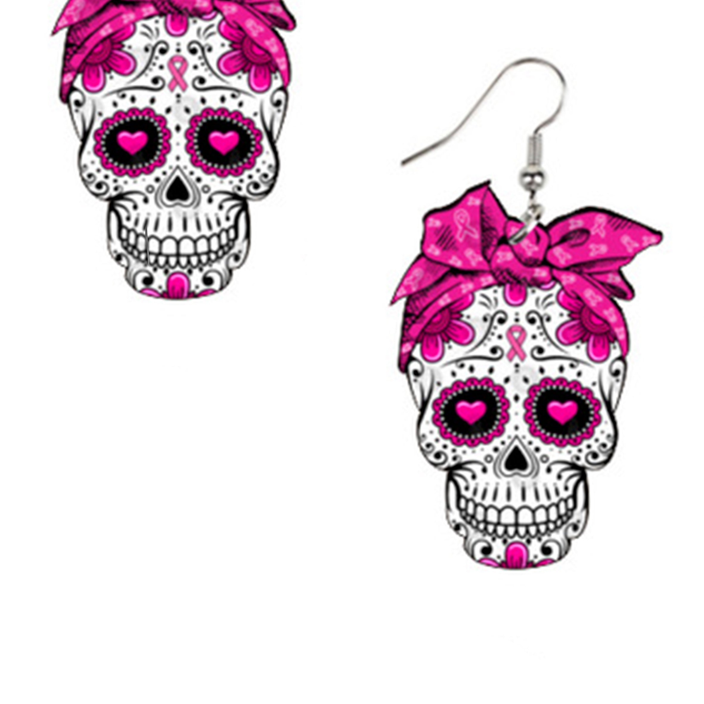 Floral Skull Acrylic Earrings E4502