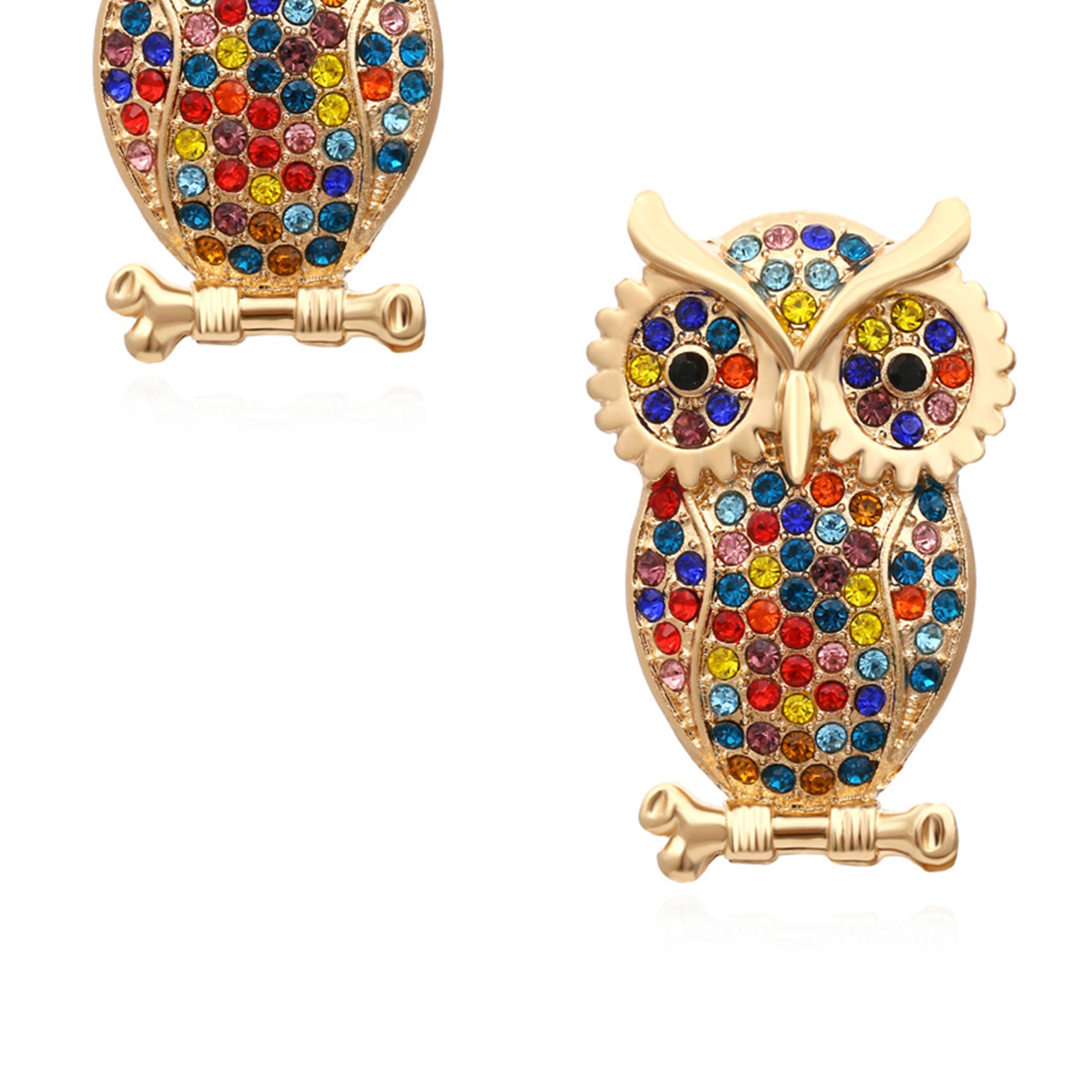 Pendientes de búho con diamantes de imitación E4535