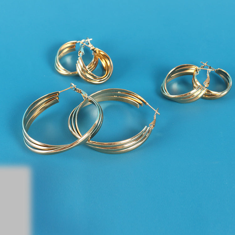 Multi-layer Stainless Steel Hoop Earrings E4554