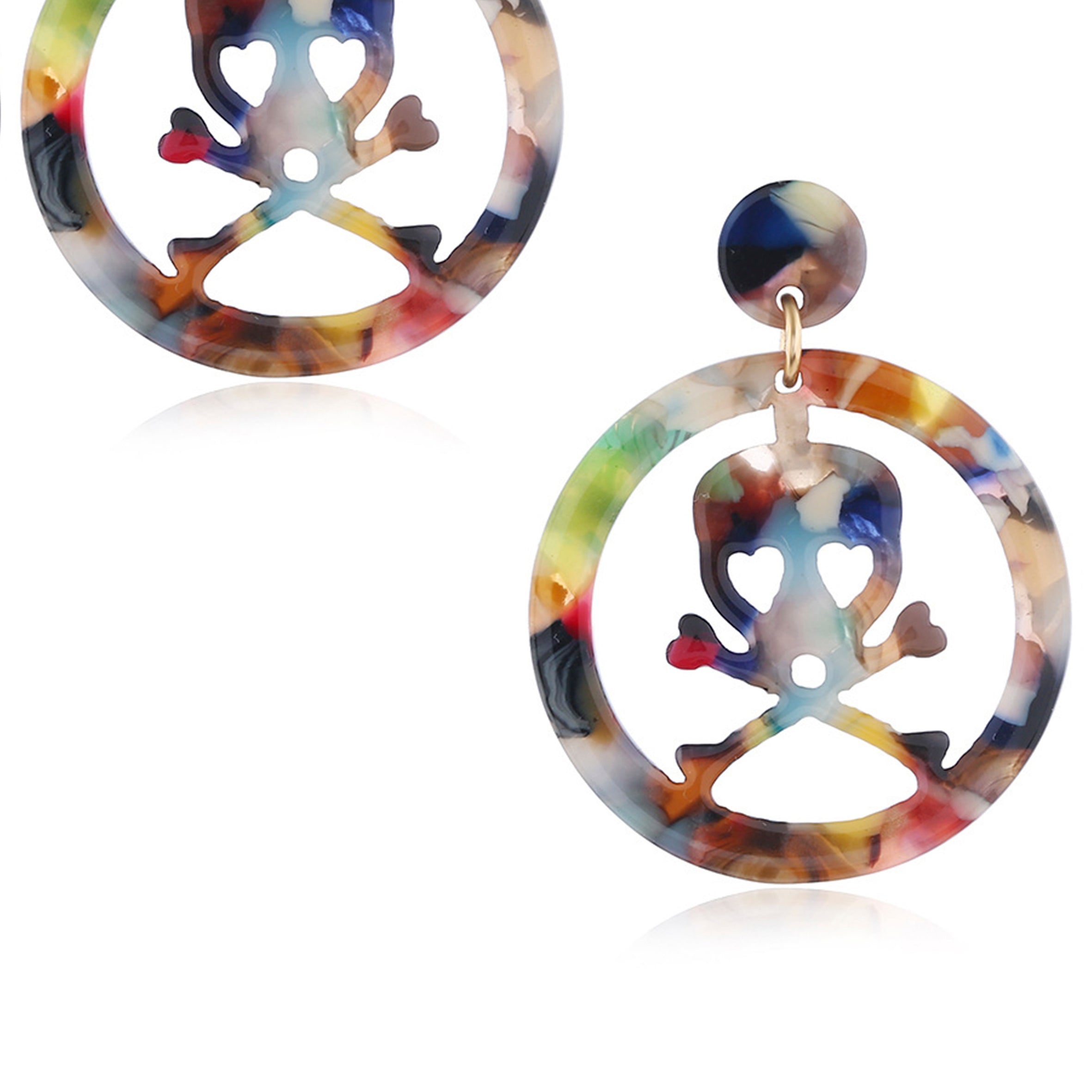 Hollow Circle Skull Acrylic Earrings E4600