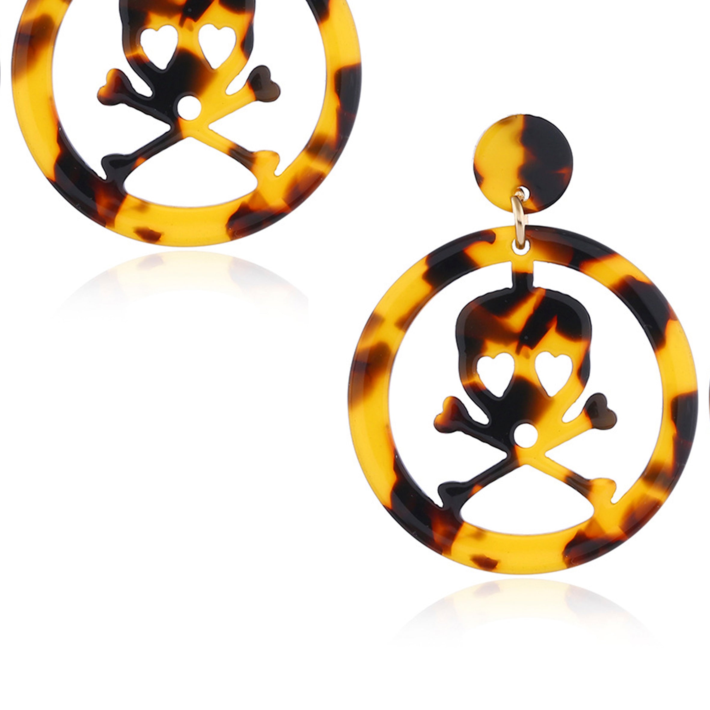 Hollow Circle Skull Acrylic Earrings E4600