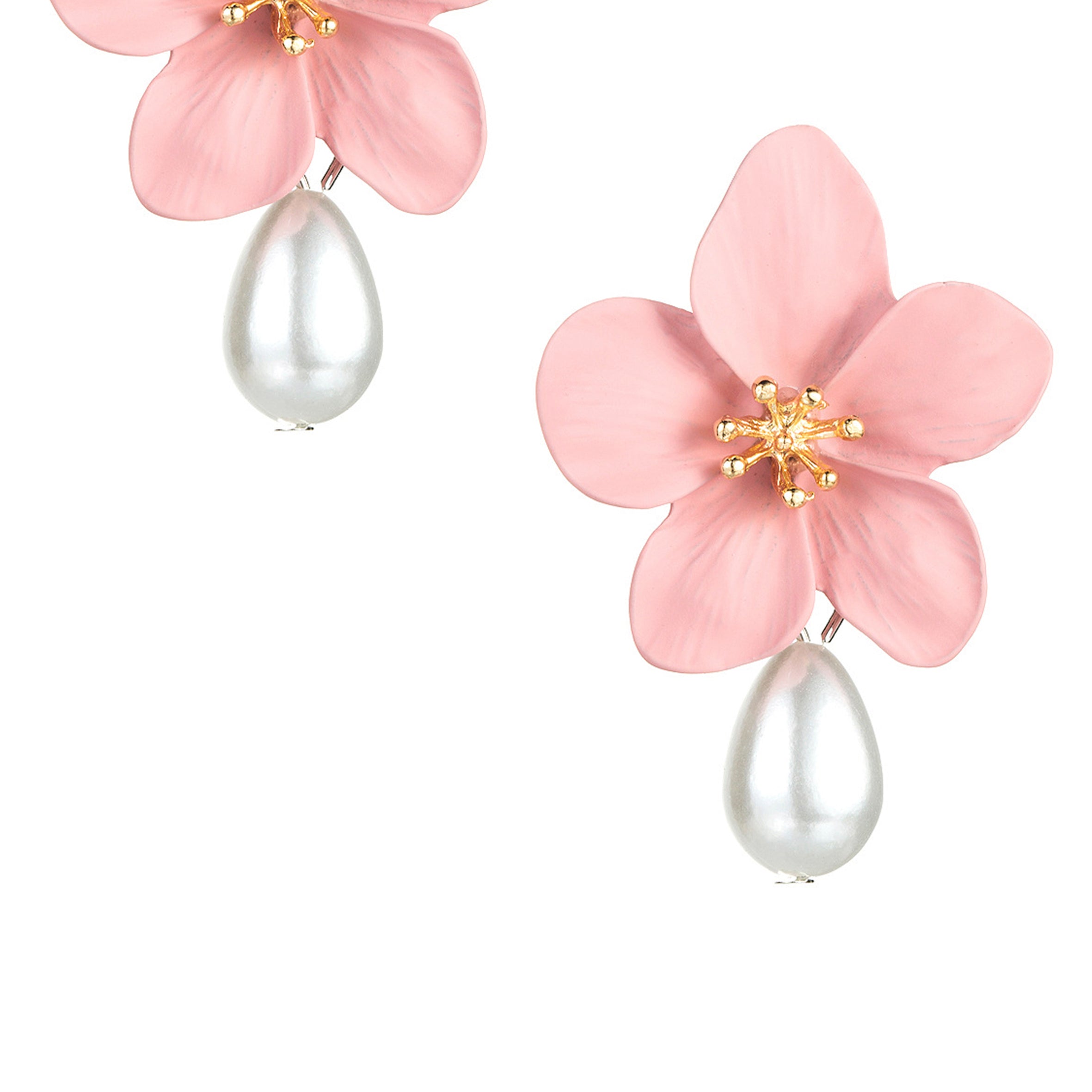 Pendientes de perlas de aleación floral E4621