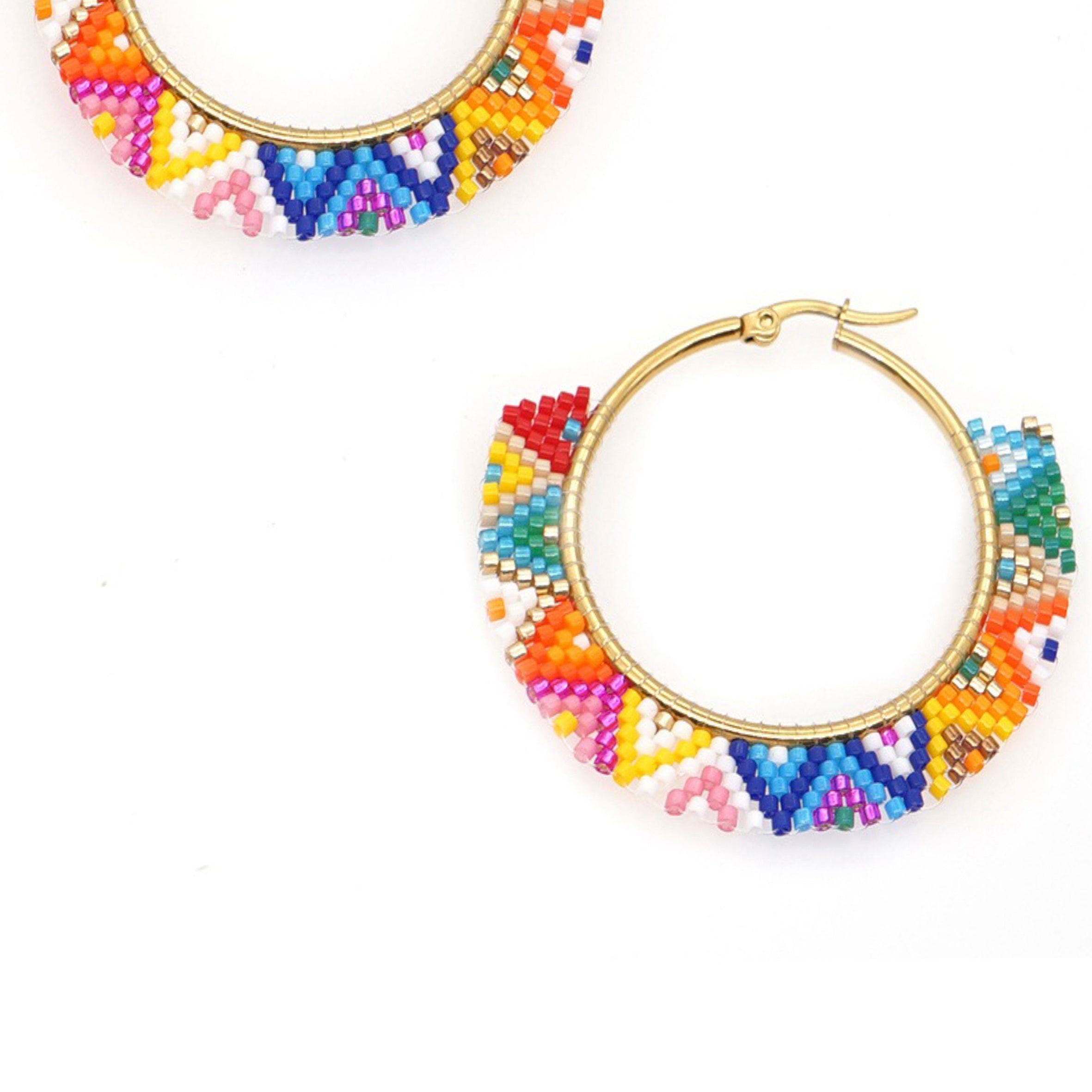 Seed Bead Hoop Earrings E4635