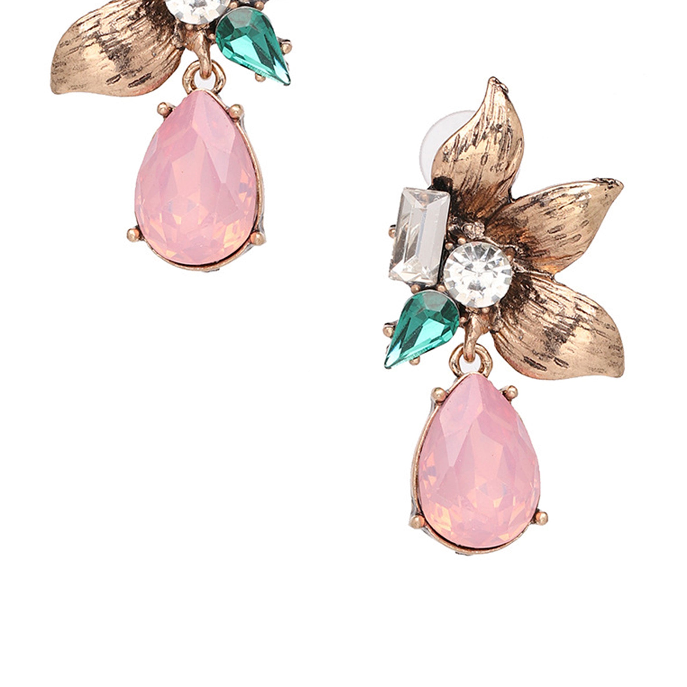 Floral Teardrop Rhinestone Earrings E4647