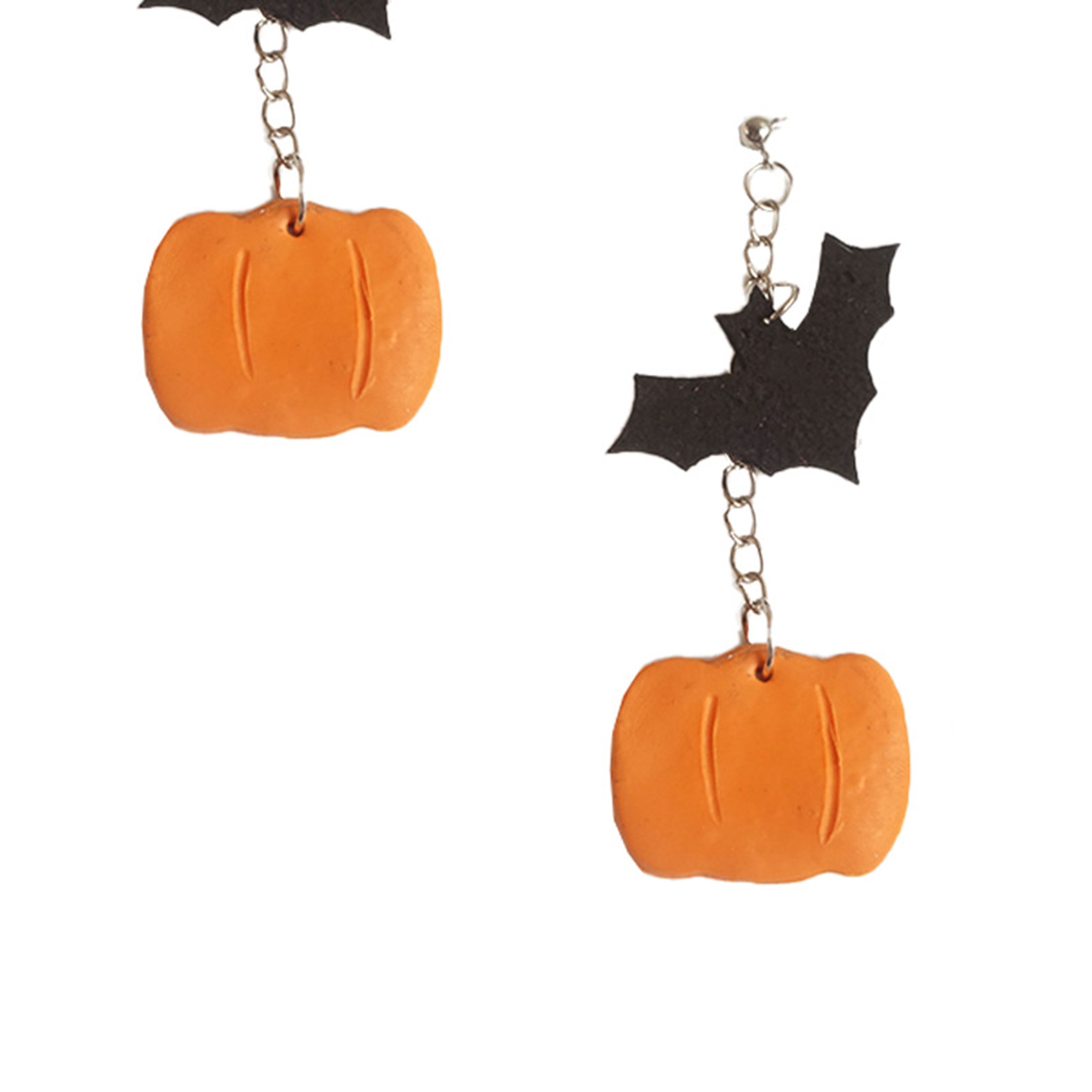 Pumpkin Bat Polymer Clay Earrings E4671