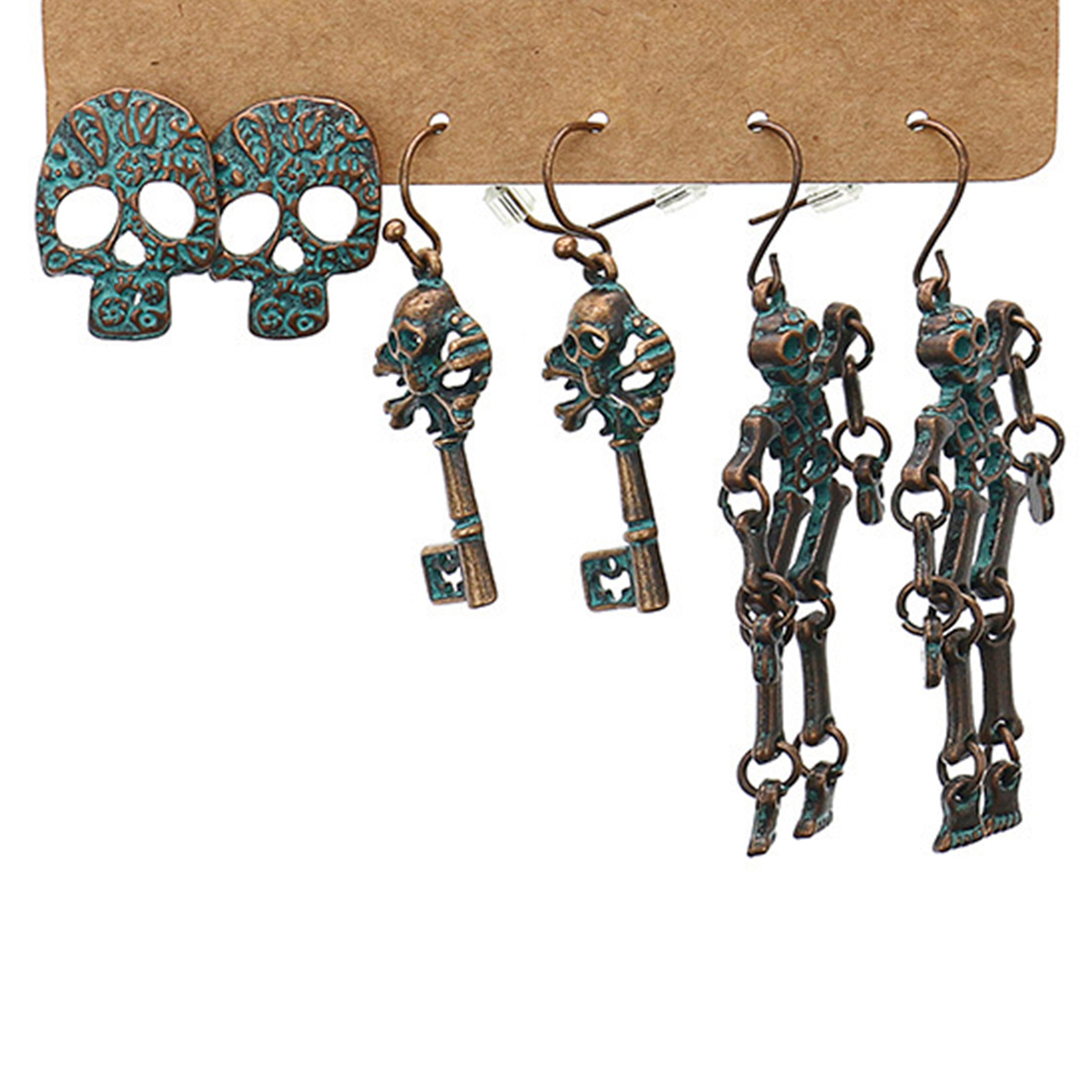Juego de pendientes de aleación con forma de llave de calavera E4879