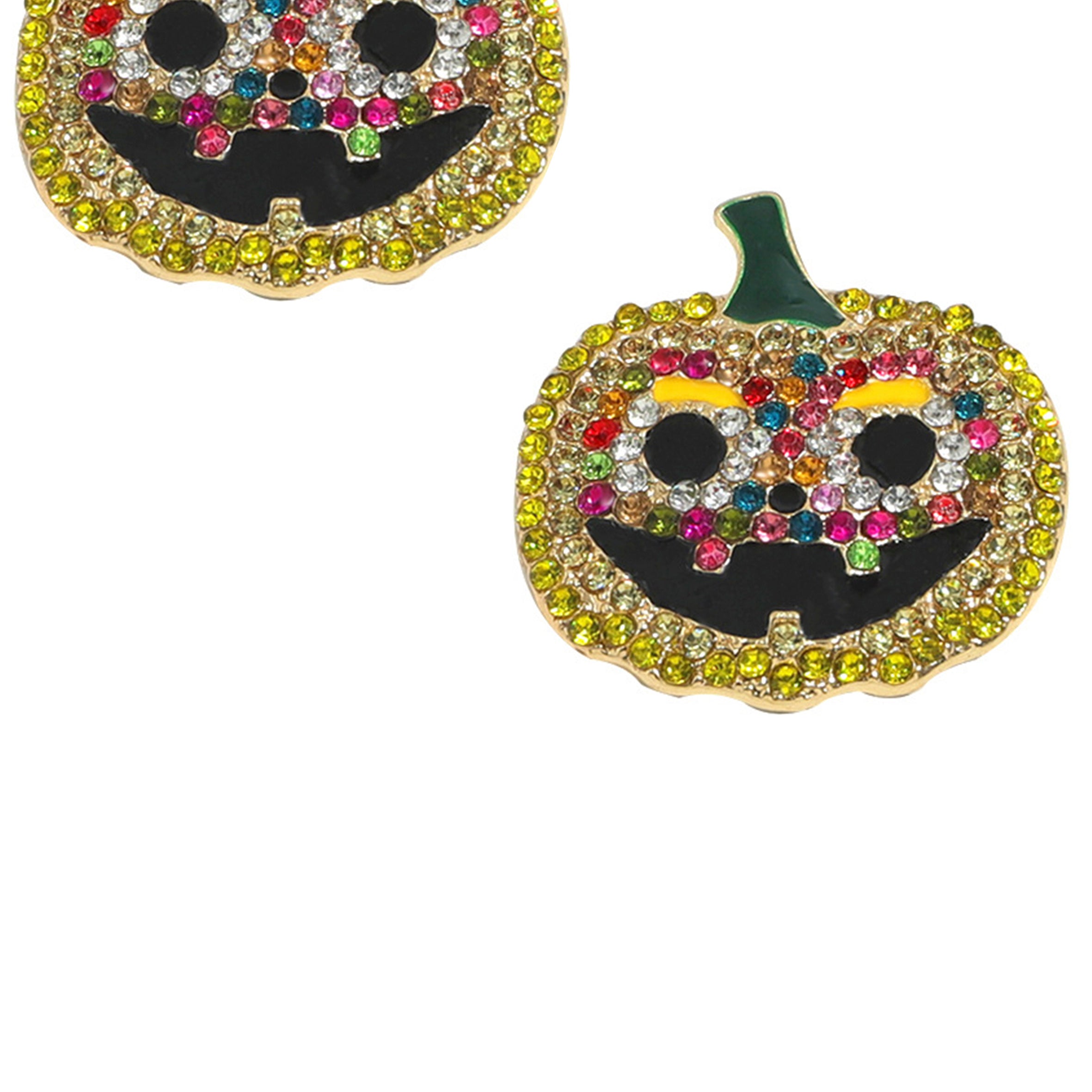 Pumpkin Rhinestone Stud Earrings E4969