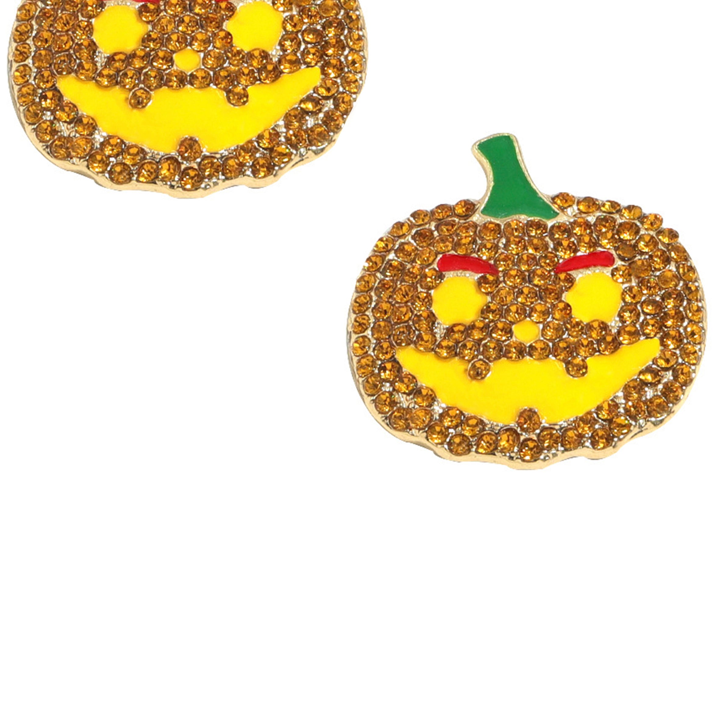 Pumpkin Rhinestone Stud Earrings E4969