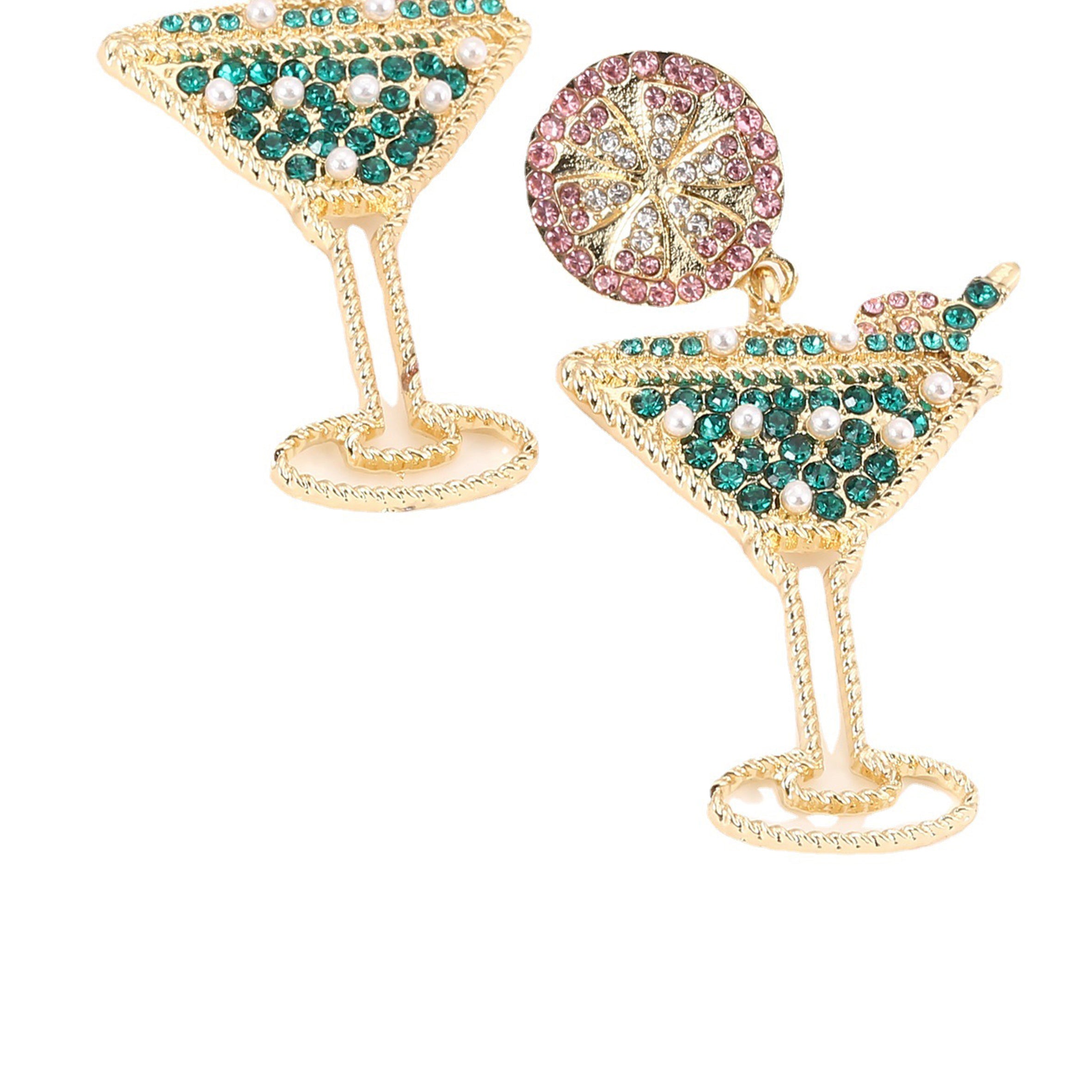 Wineglass Rhinestone Earrings E5047
