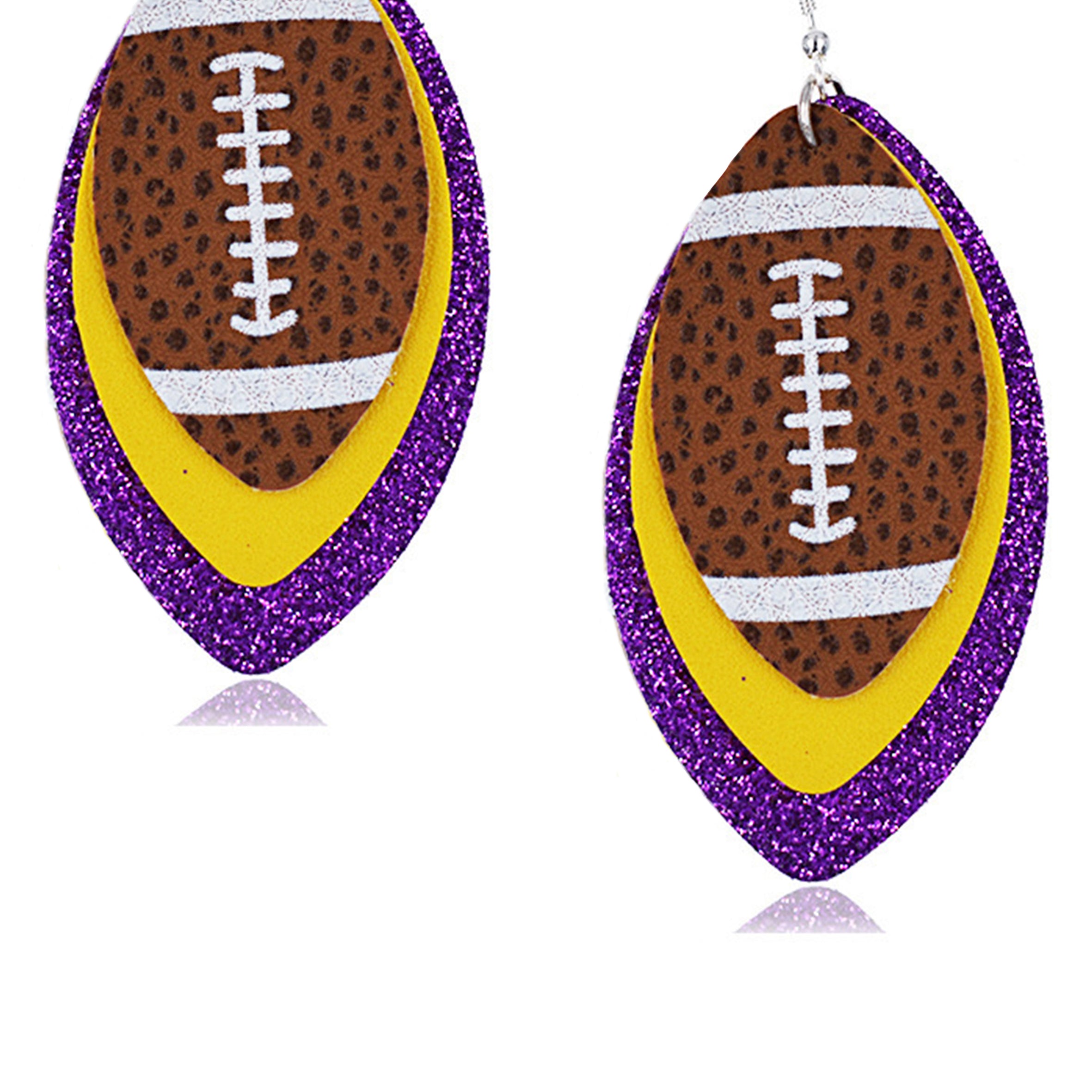 Pendientes de cuero multicapa con motivo de fútbol E5090