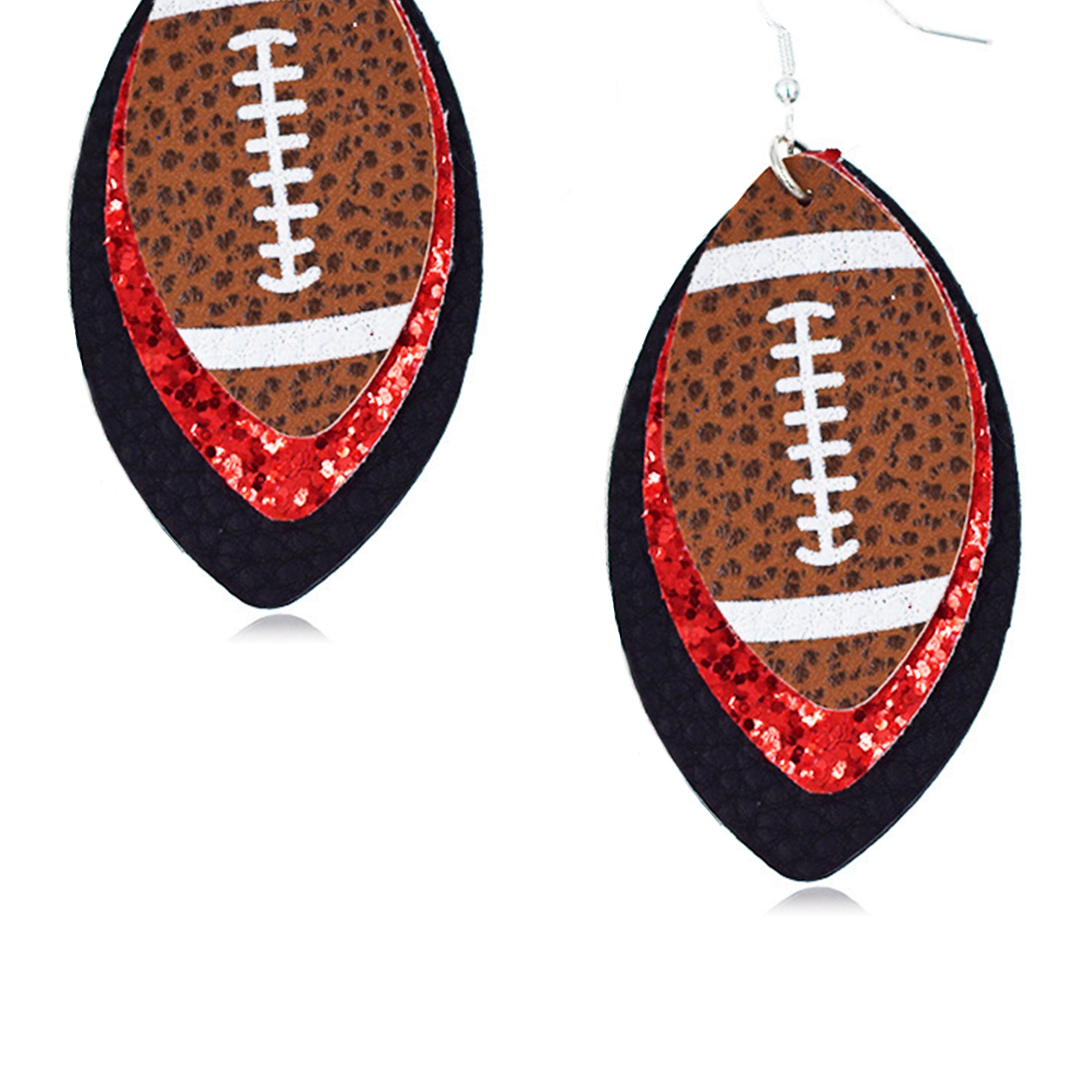 Pendientes de cuero multicapa con motivo de fútbol E5090