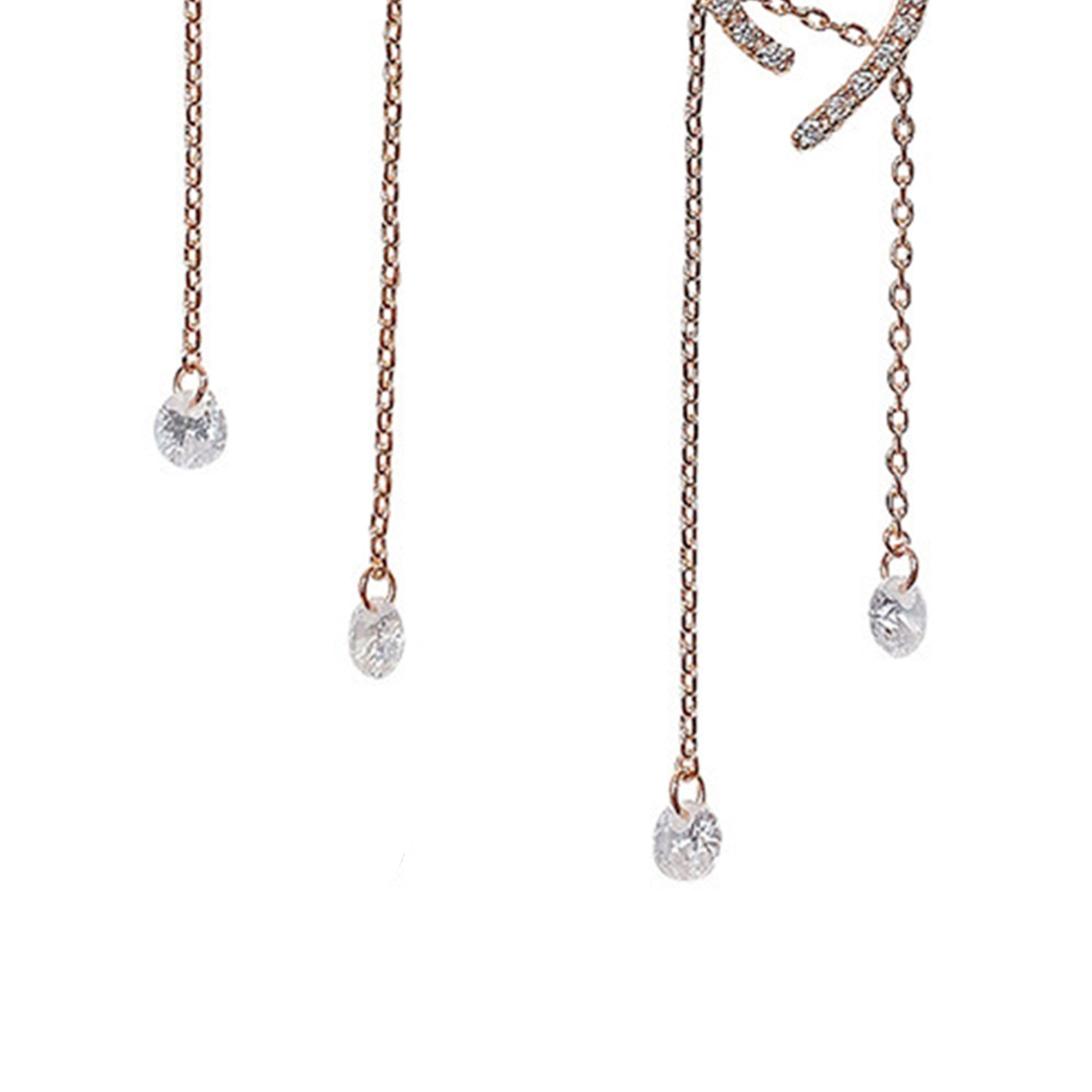 Pendientes de borlas con diamantes de imitación en forma de corazón E5122