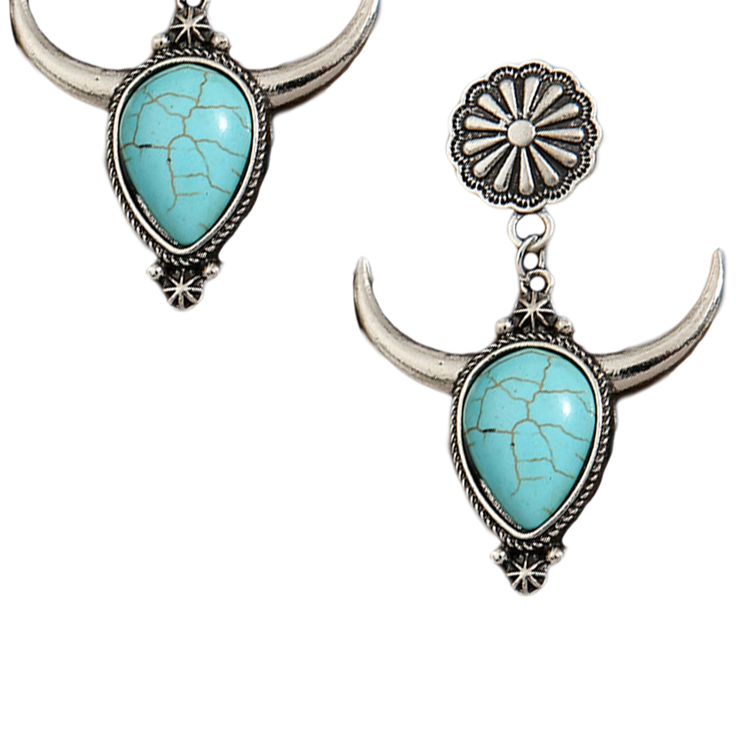 Retro Turquoise Ox-head Earrings E5284