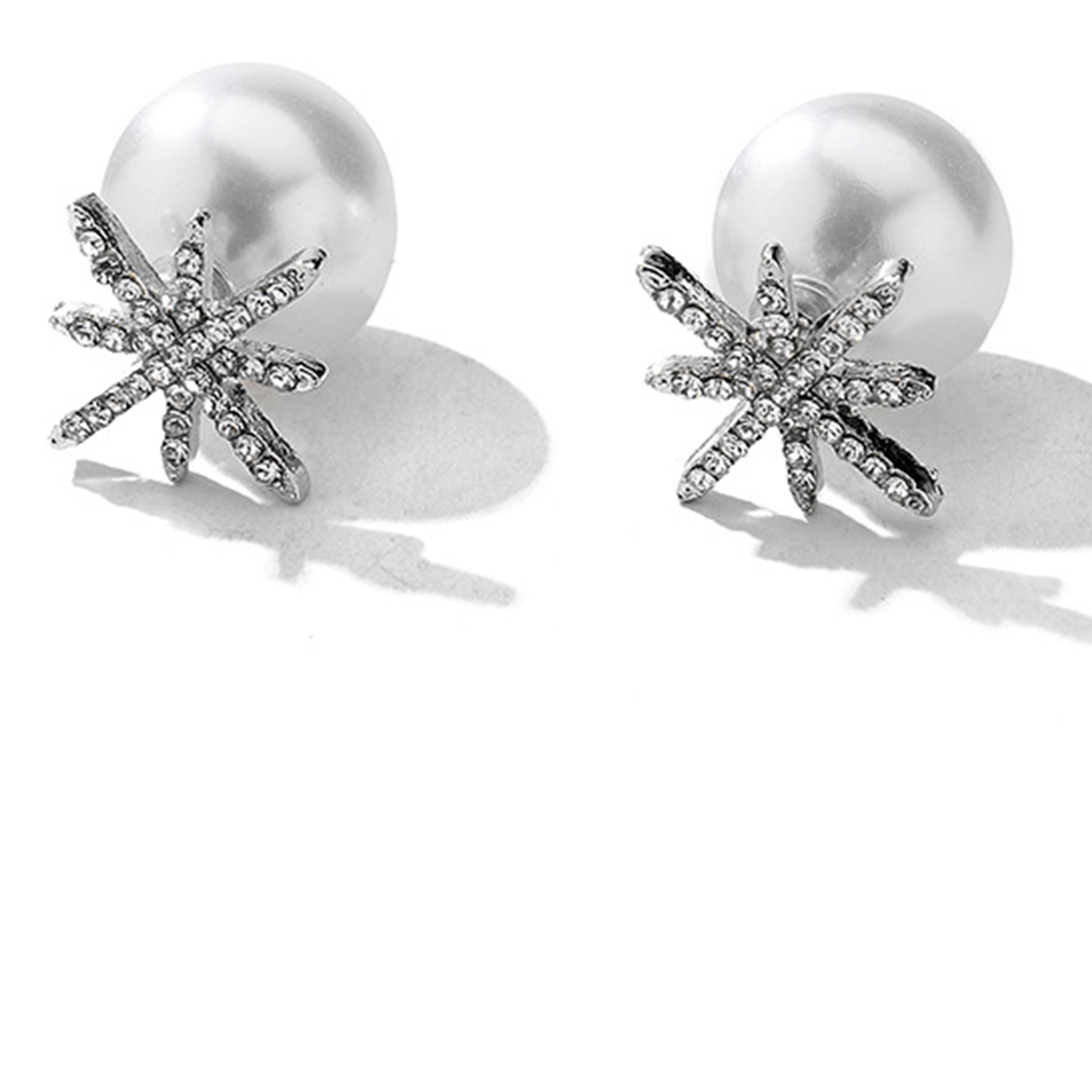 Pendientes de perlas con forma de estrella y diamantes de imitación E5337