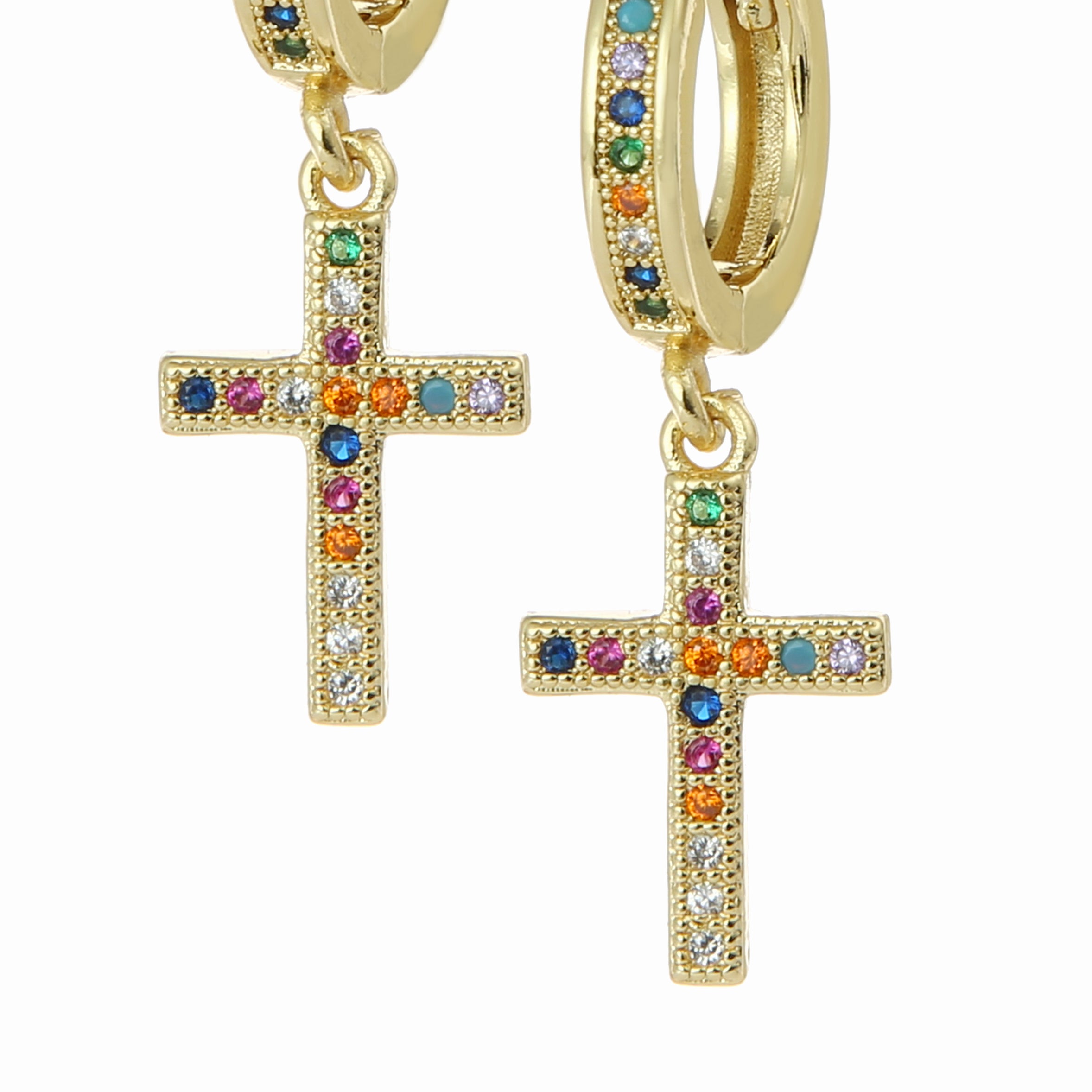 Pendientes de circonitas cruzadas E5405