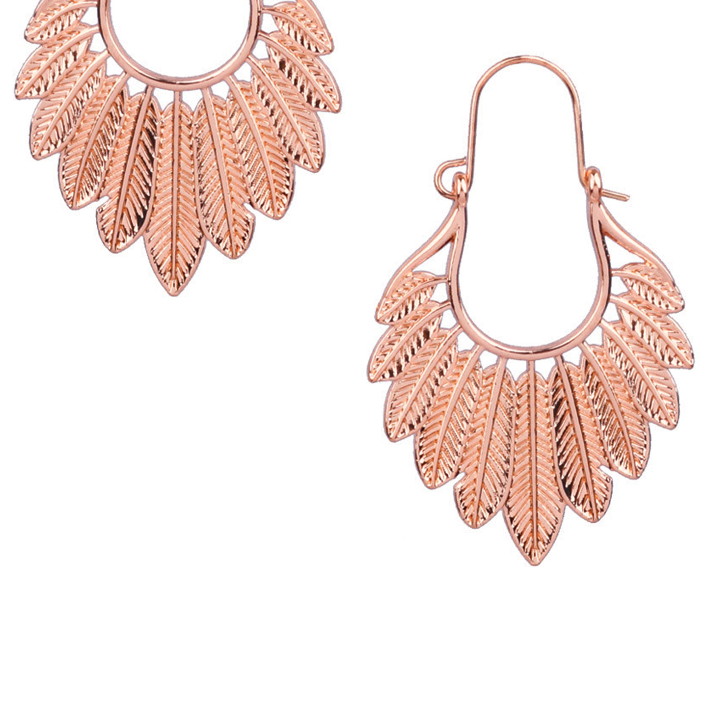 Pendientes de aro de aleación con forma de hoja E5490