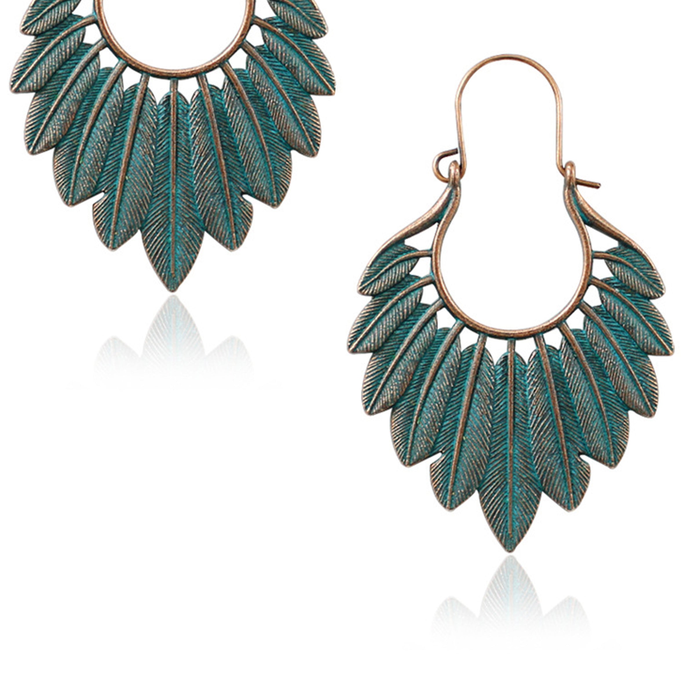 Pendientes de aro de aleación con forma de hoja E5490