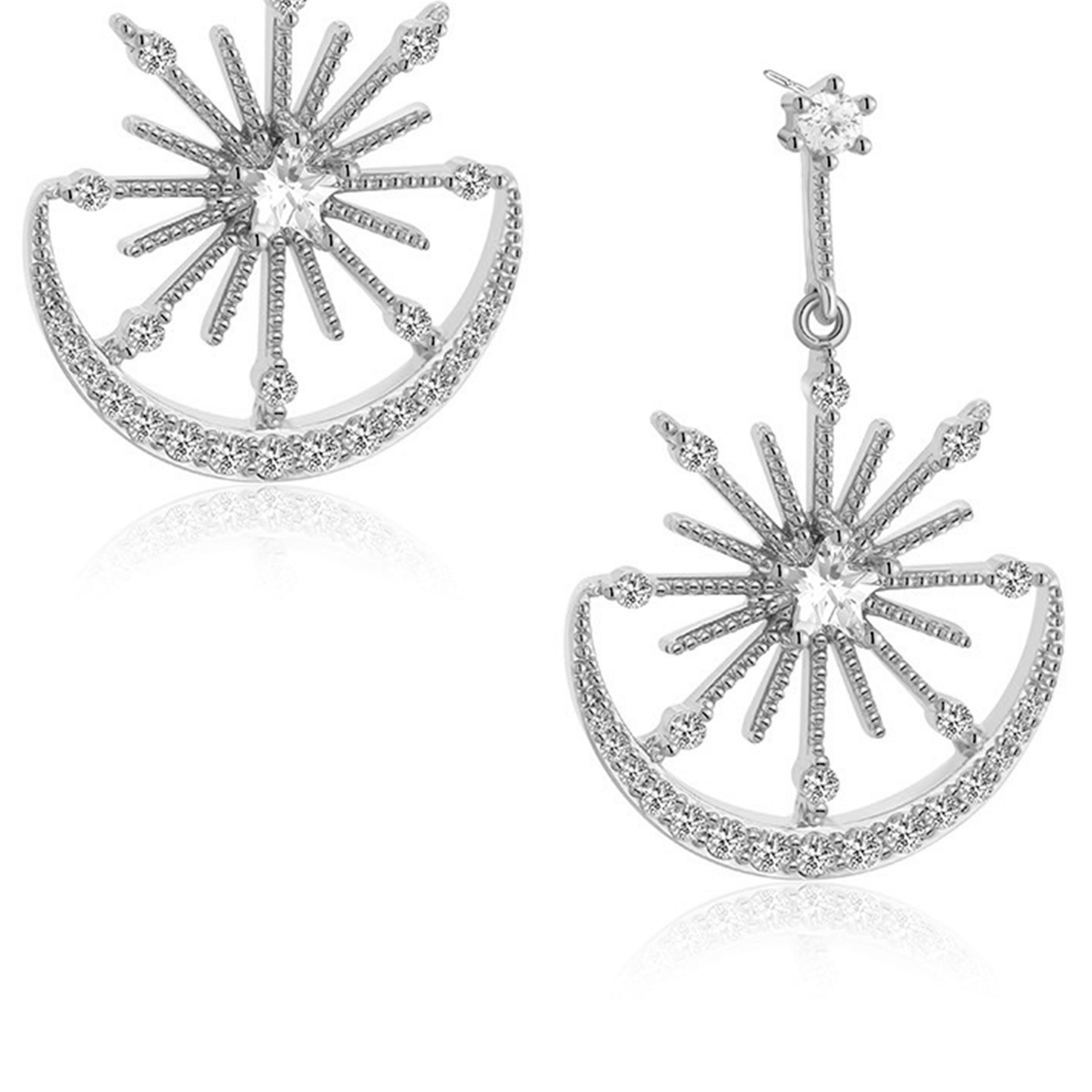 Pendientes de sol y luna con diamantes de imitación E5498