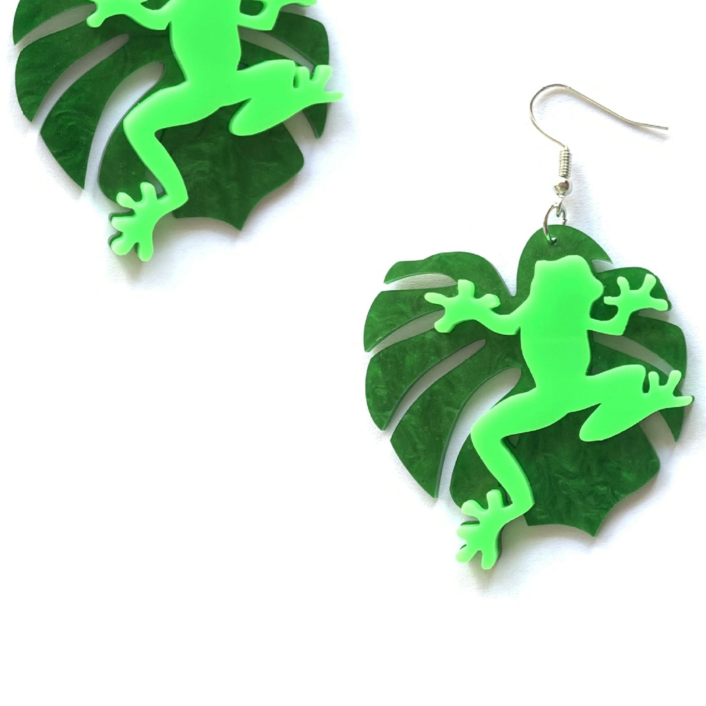 Frog Leaf Acrylic Earrings E5537