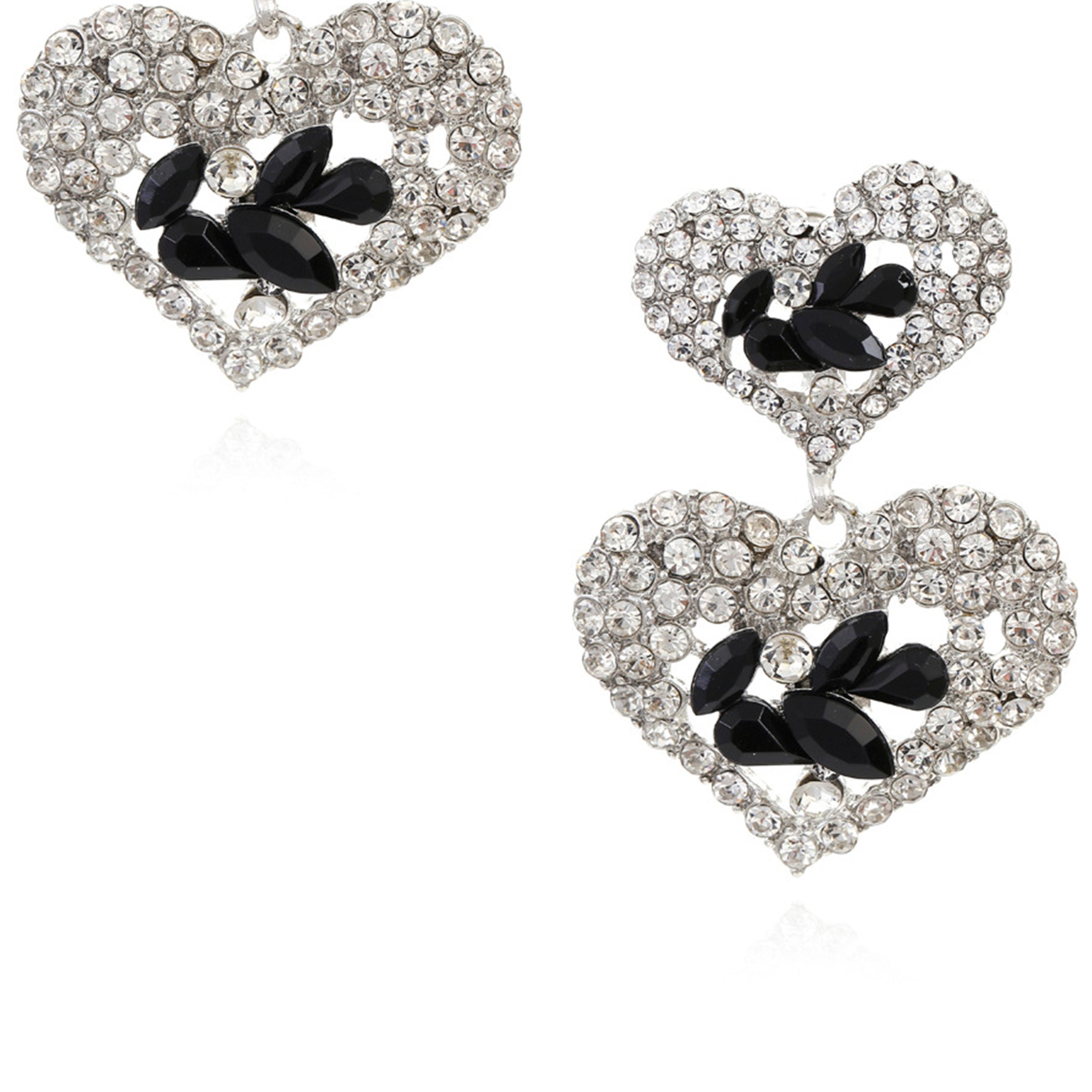 Pendientes de corazón con diamantes de imitación E5613