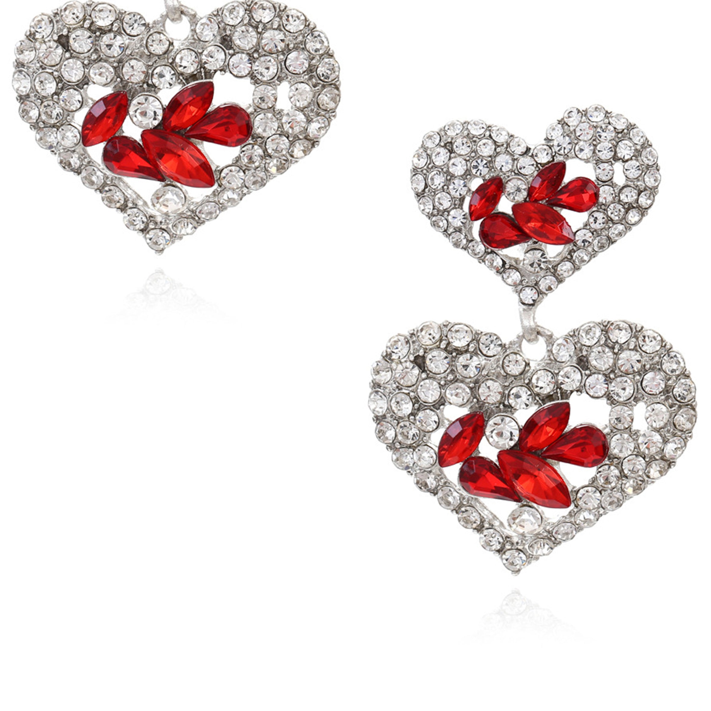 Pendientes de corazón con diamantes de imitación E5613