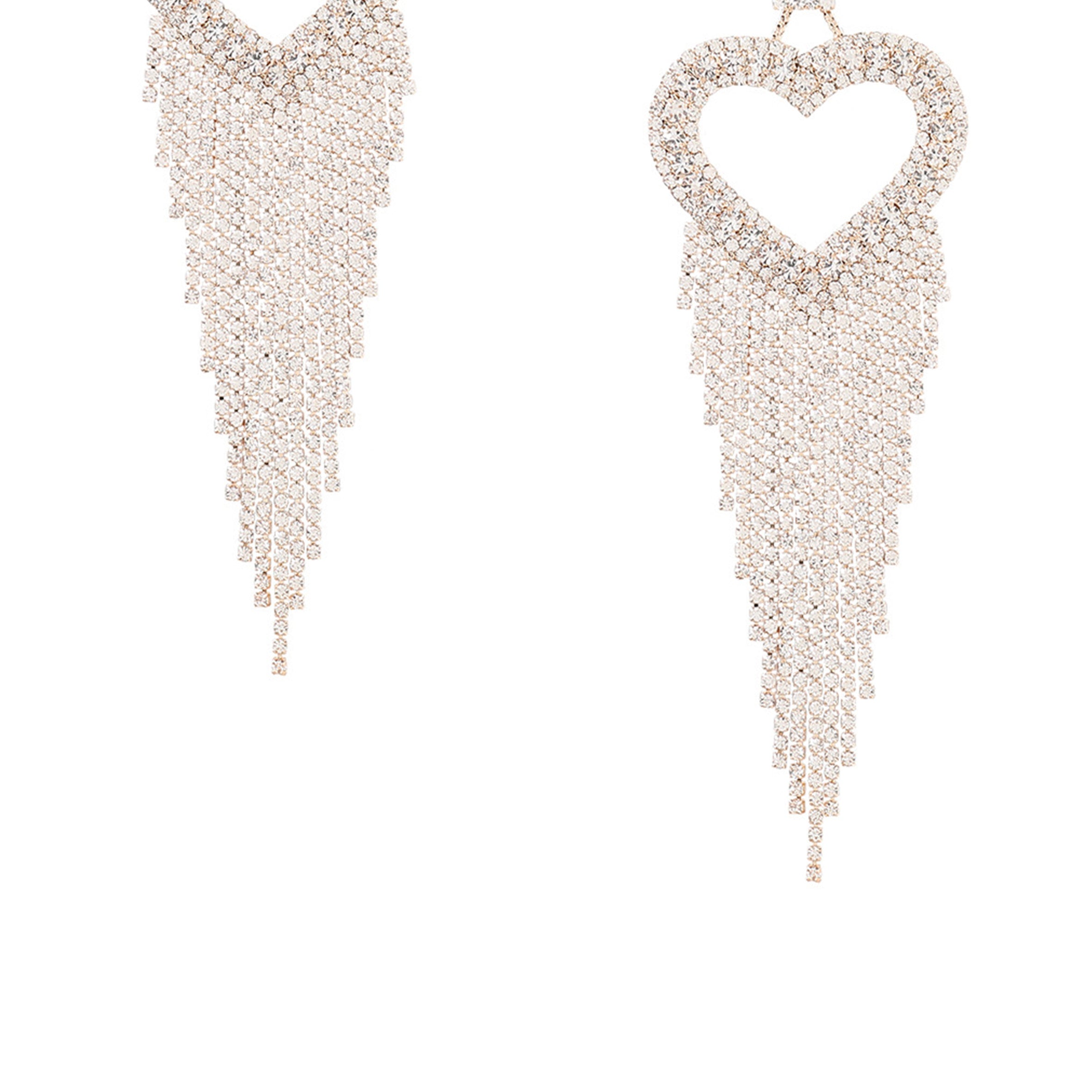 Pendientes de borlas con diamantes de imitación en forma de corazón E5619