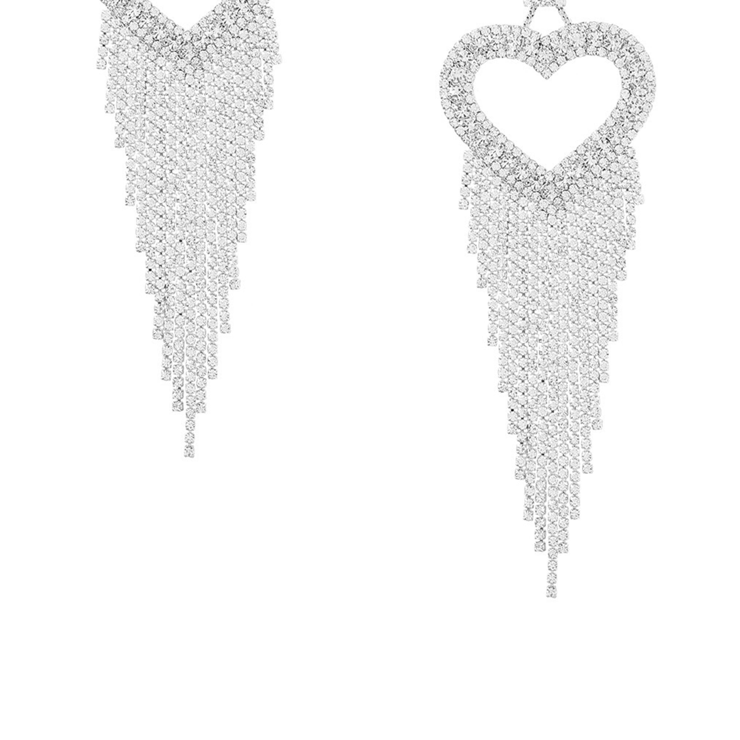 Pendientes de borlas con diamantes de imitación en forma de corazón E5619