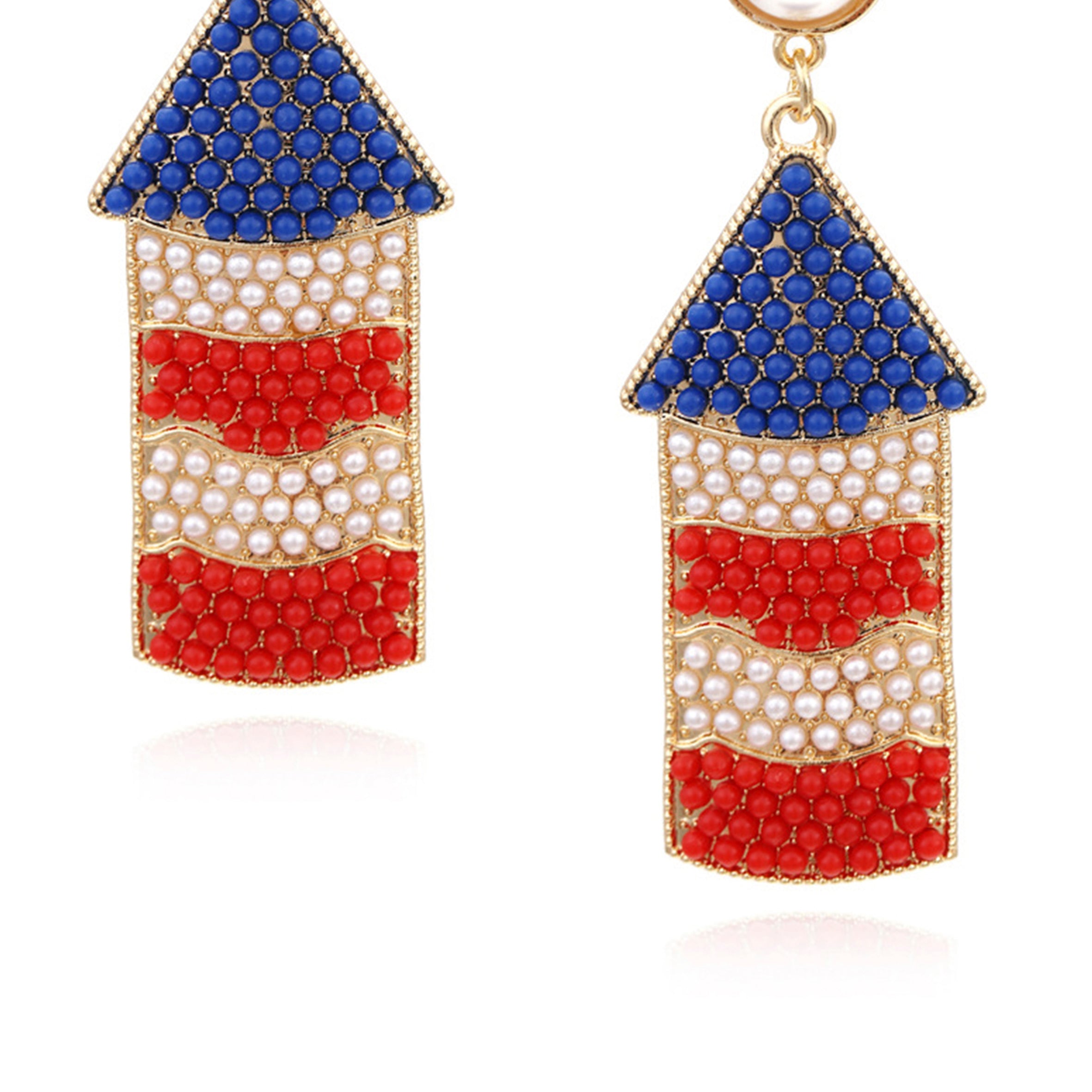 Pendientes de cuentas con forma de casa con los colores de la bandera estadounidense E5630