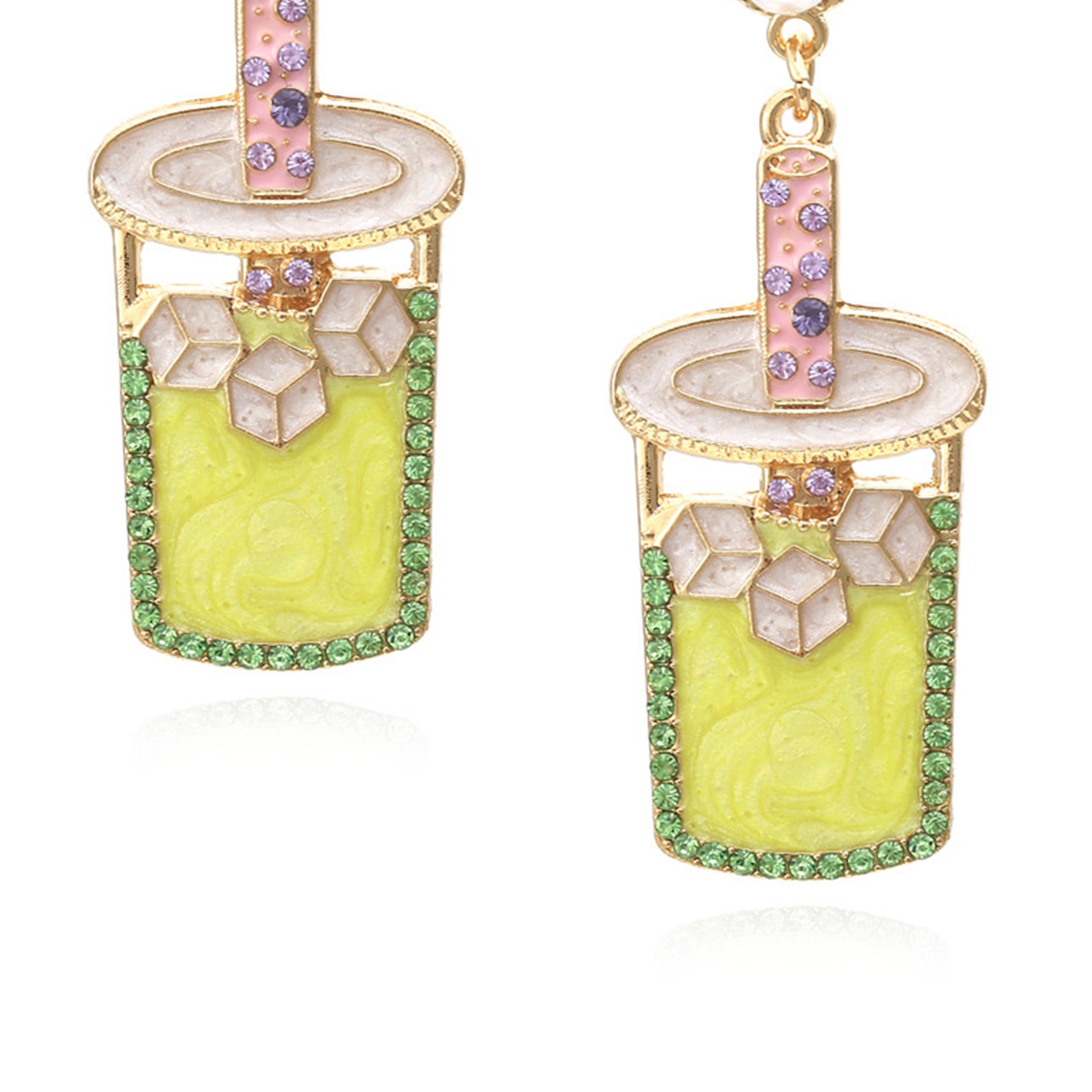 Cold Drink Pearl And Rhinestone Enamel Earrings E5631