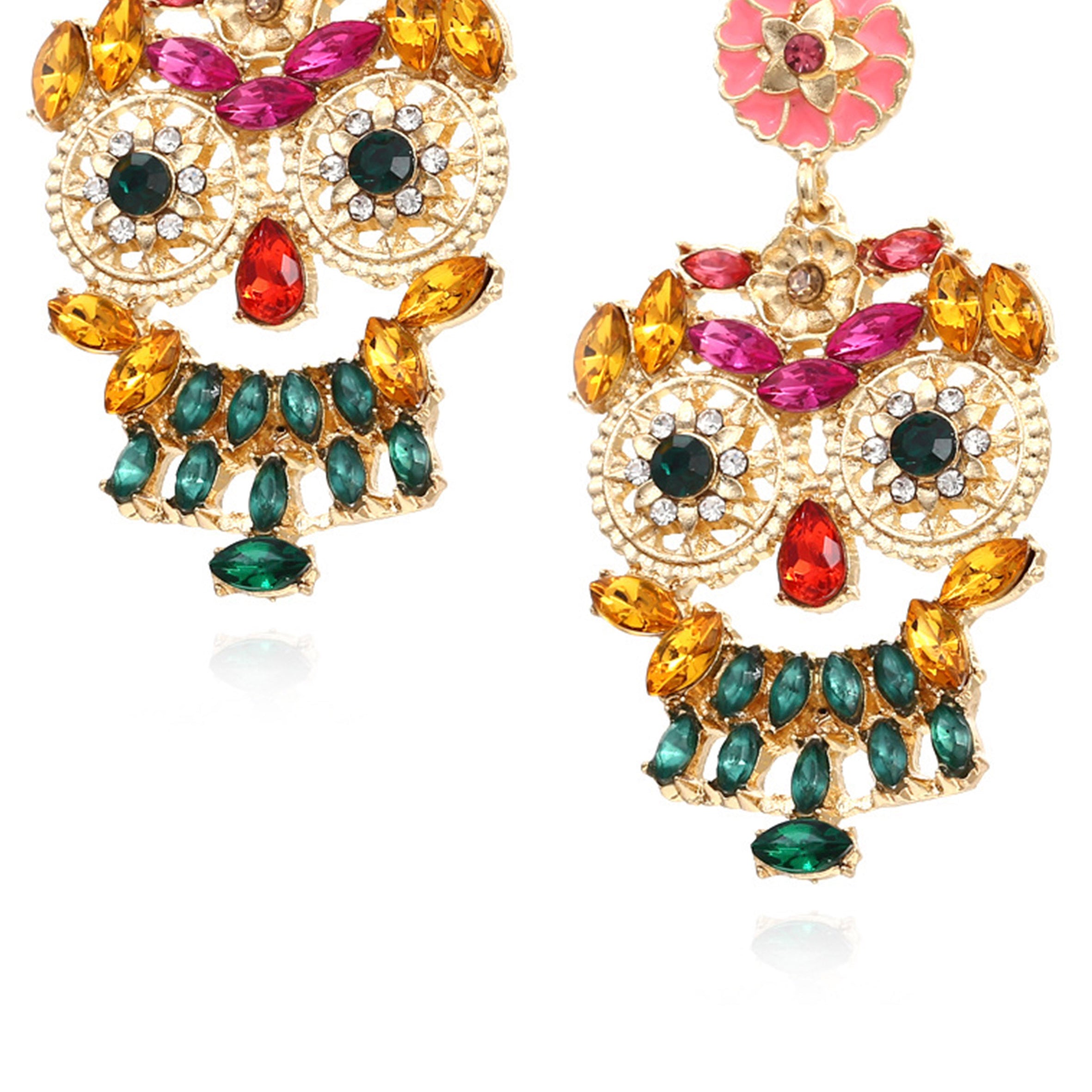 Pendientes de diamantes de imitación de búho E5636