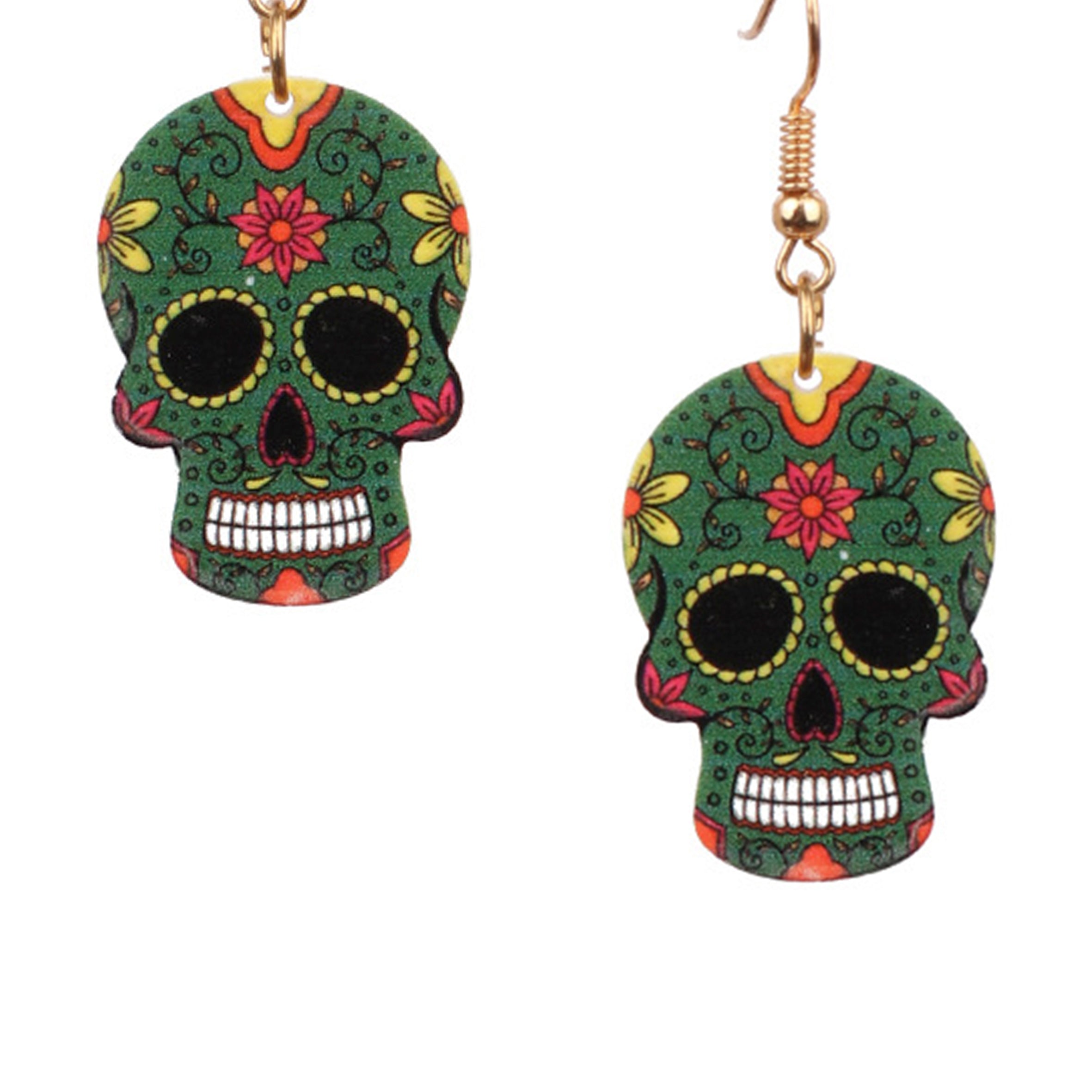 Floral Skull Acrylic Earrings E5647