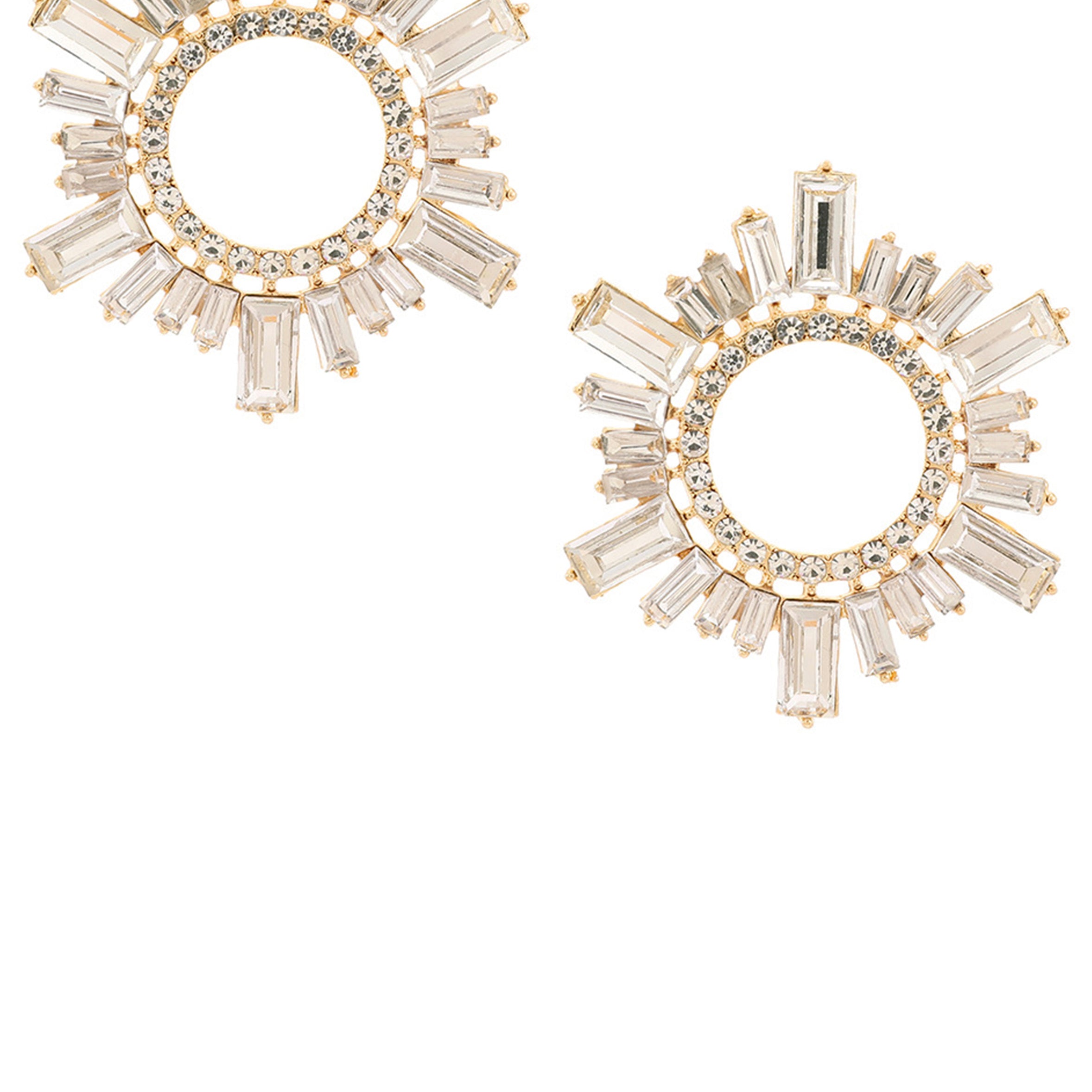 Pendientes de sol geométricos con diamantes de imitación E5674