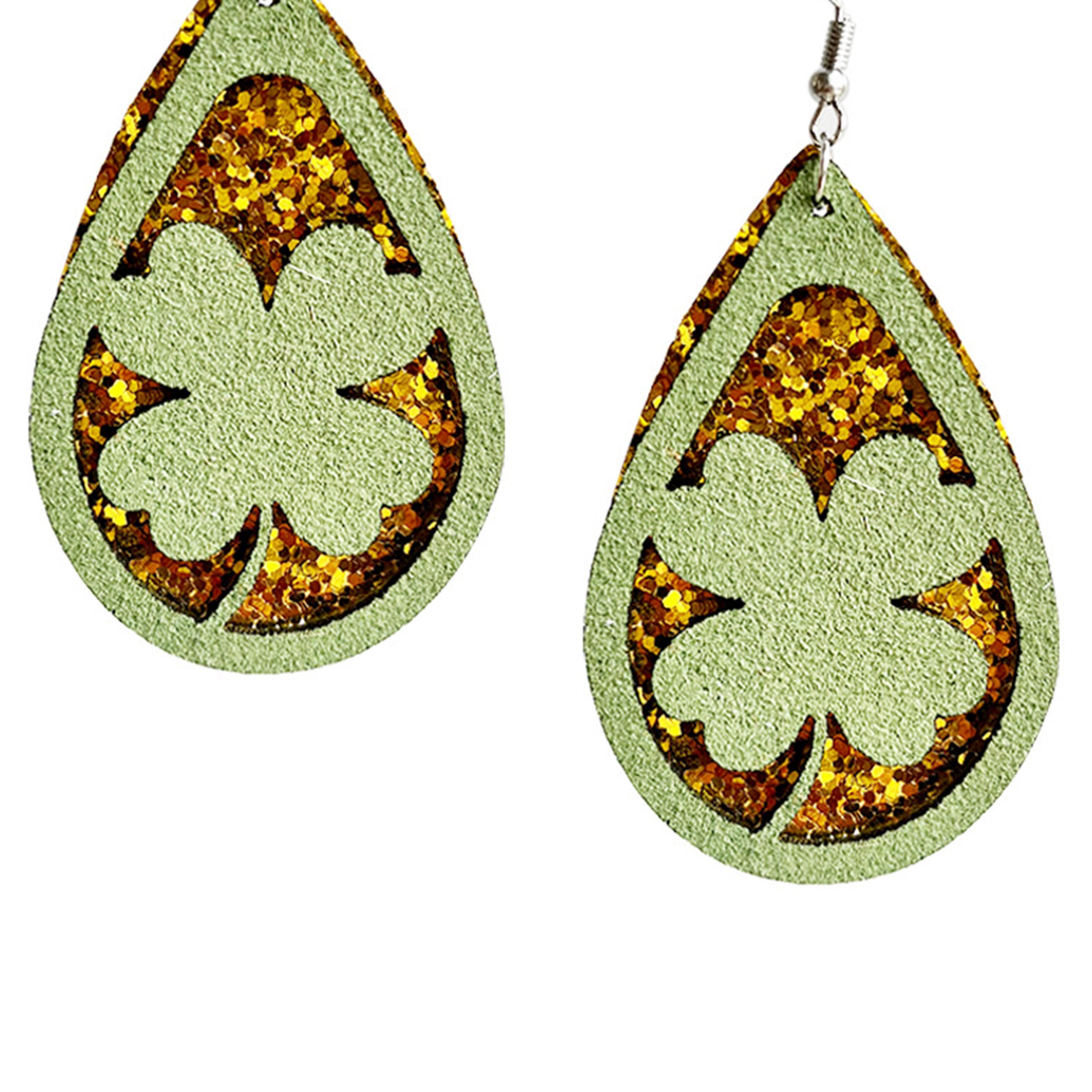 Pendientes de cuero con forma de lágrima de trébol E5701